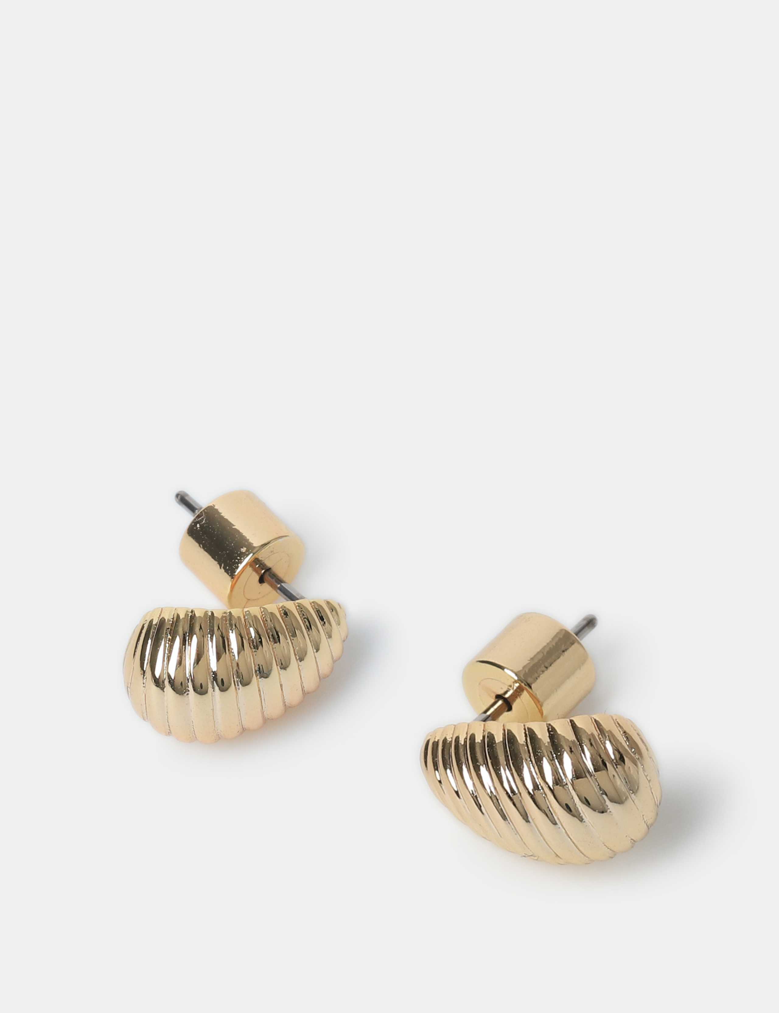 14ct Gold Plated Textured Dome Hoop Earring 2 of 2