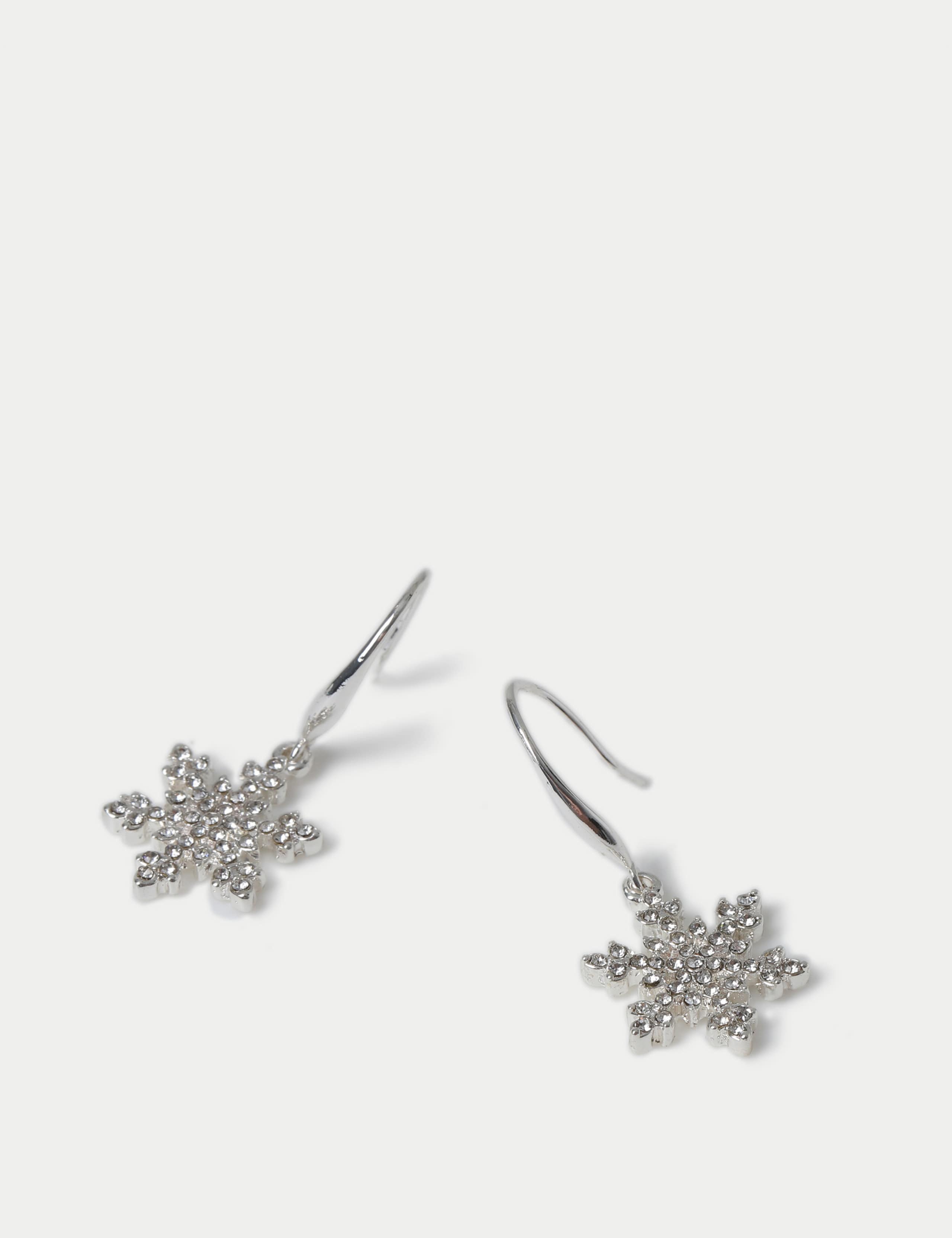 Christmas Silver Tone Snowflake Earrings 2 of 2