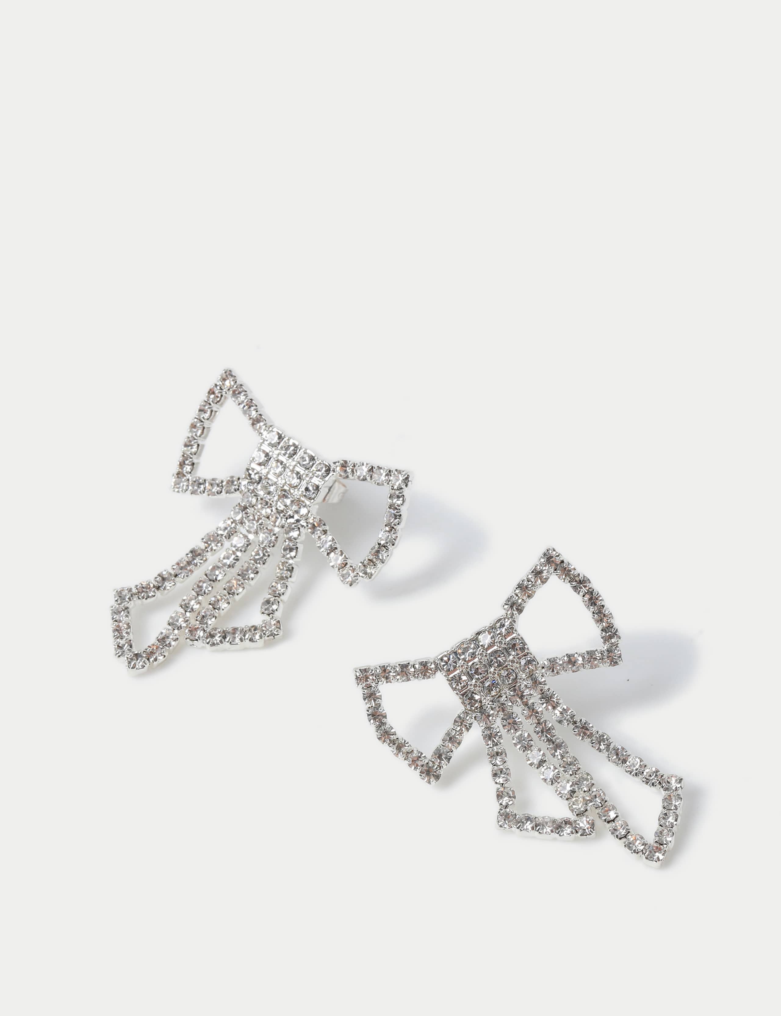 Christmas Crystal Detail Bow Earrings 2 of 2