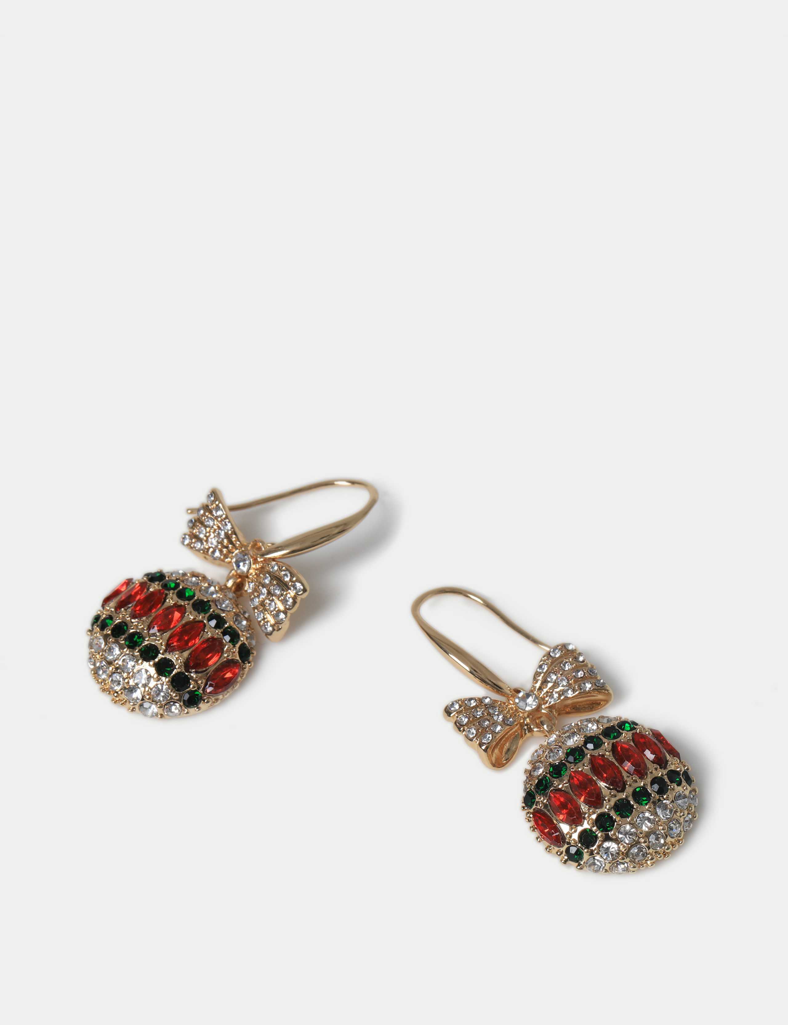 Christmas Gold Tone  Bauble Drop Earrings 2 of 2