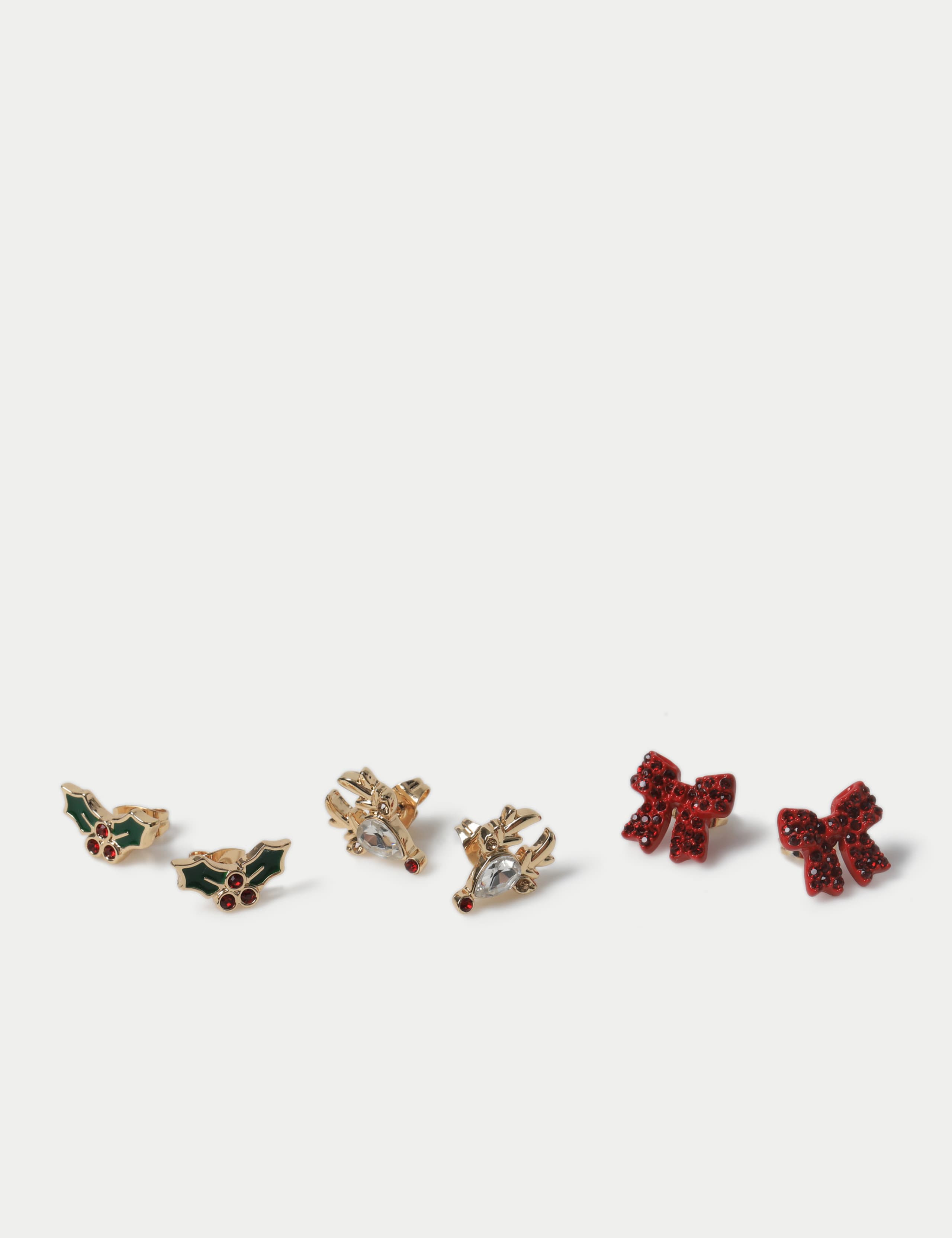 Christmas Novelty Bow 3 Pack Earrings 2 of 2