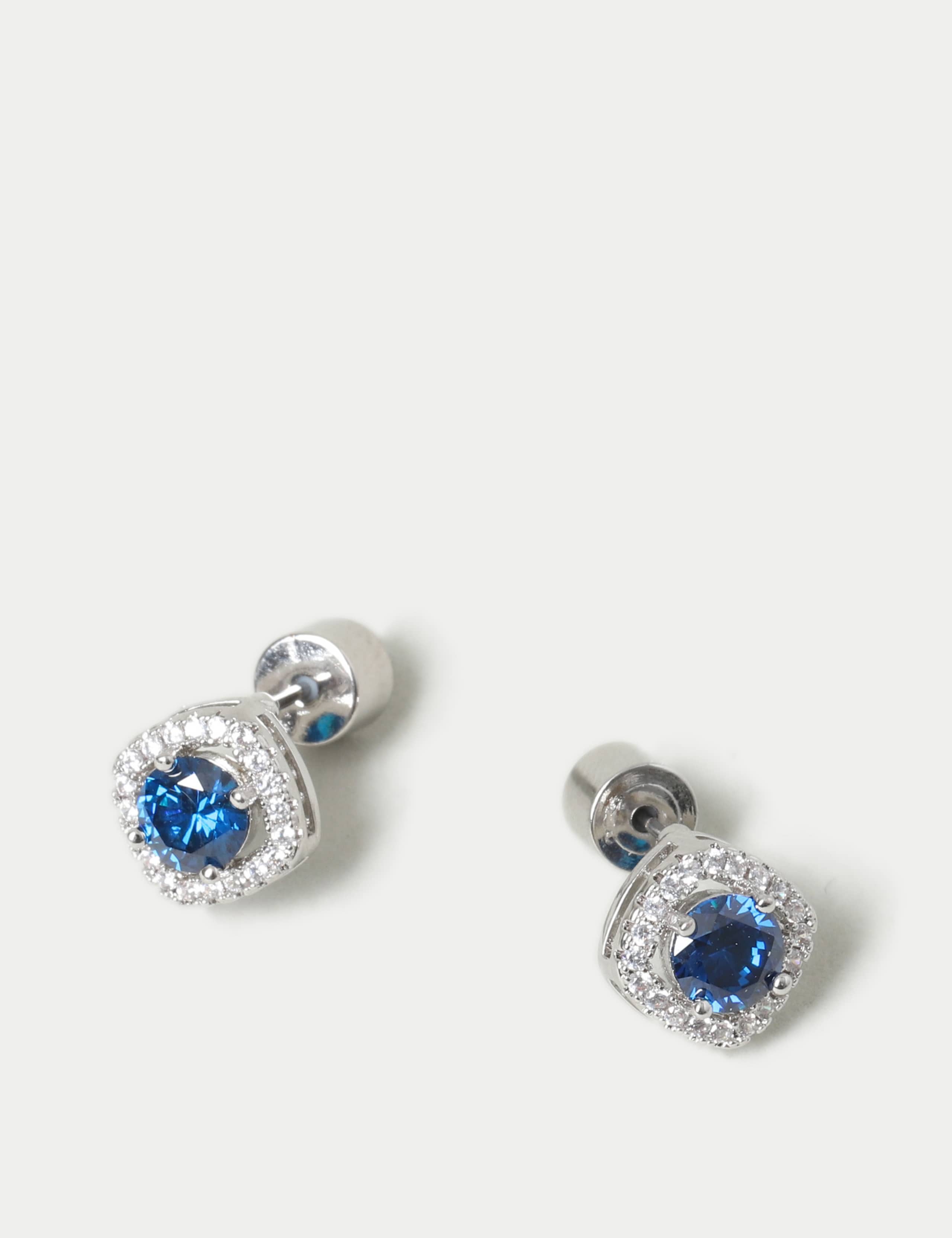Platinum Plated September Stud Earrings 2 of 3