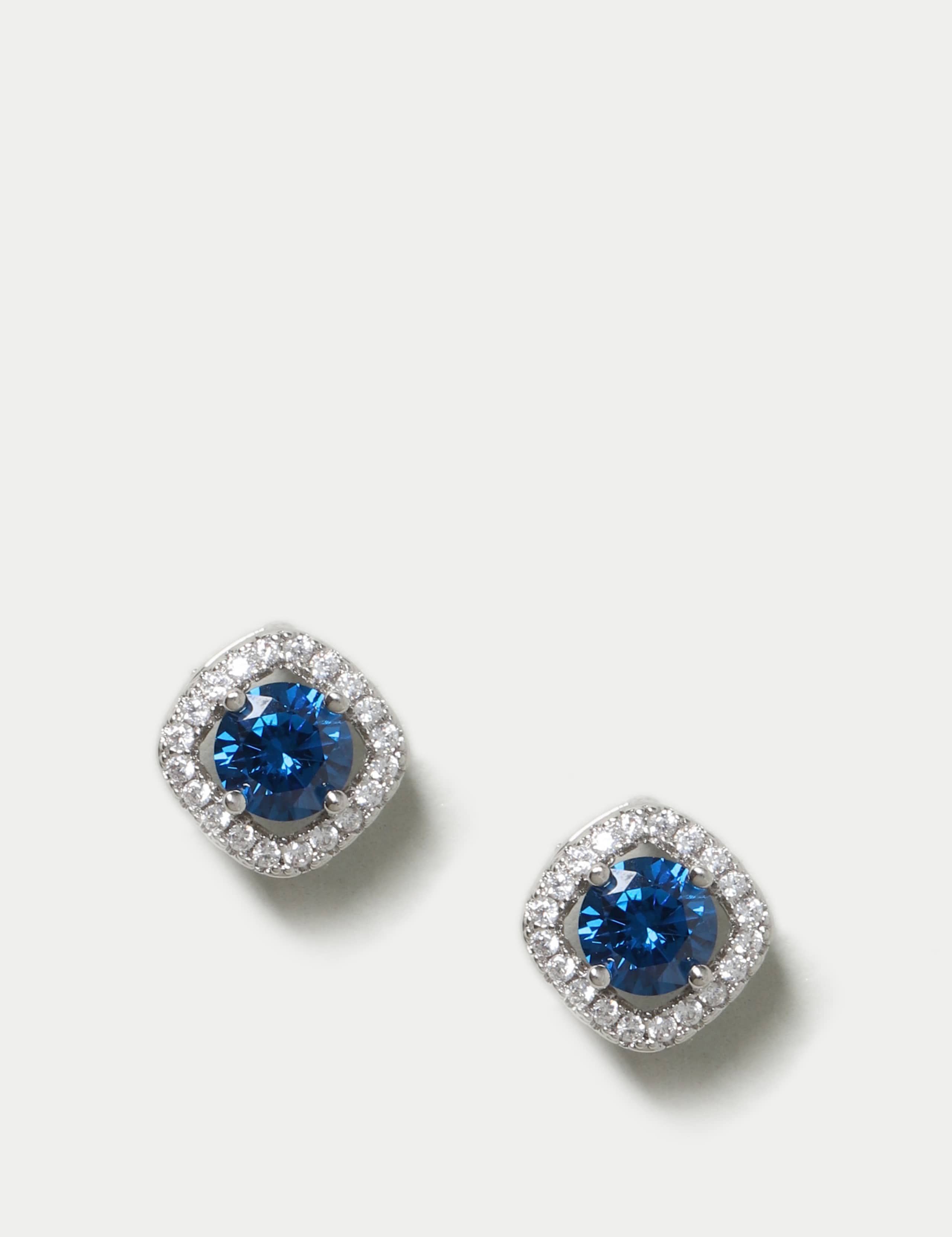 Platinum Plated September Stud Earrings 3 of 3