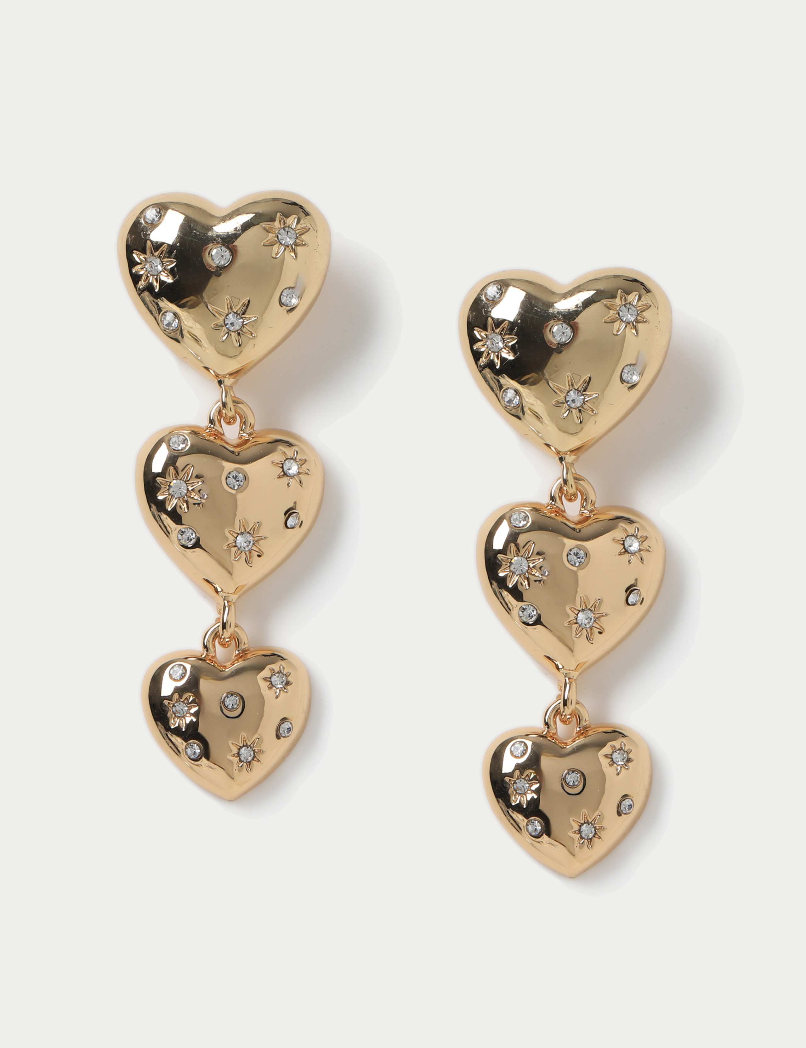 Gold Tone Three Heart Drop Earring 1 of 2