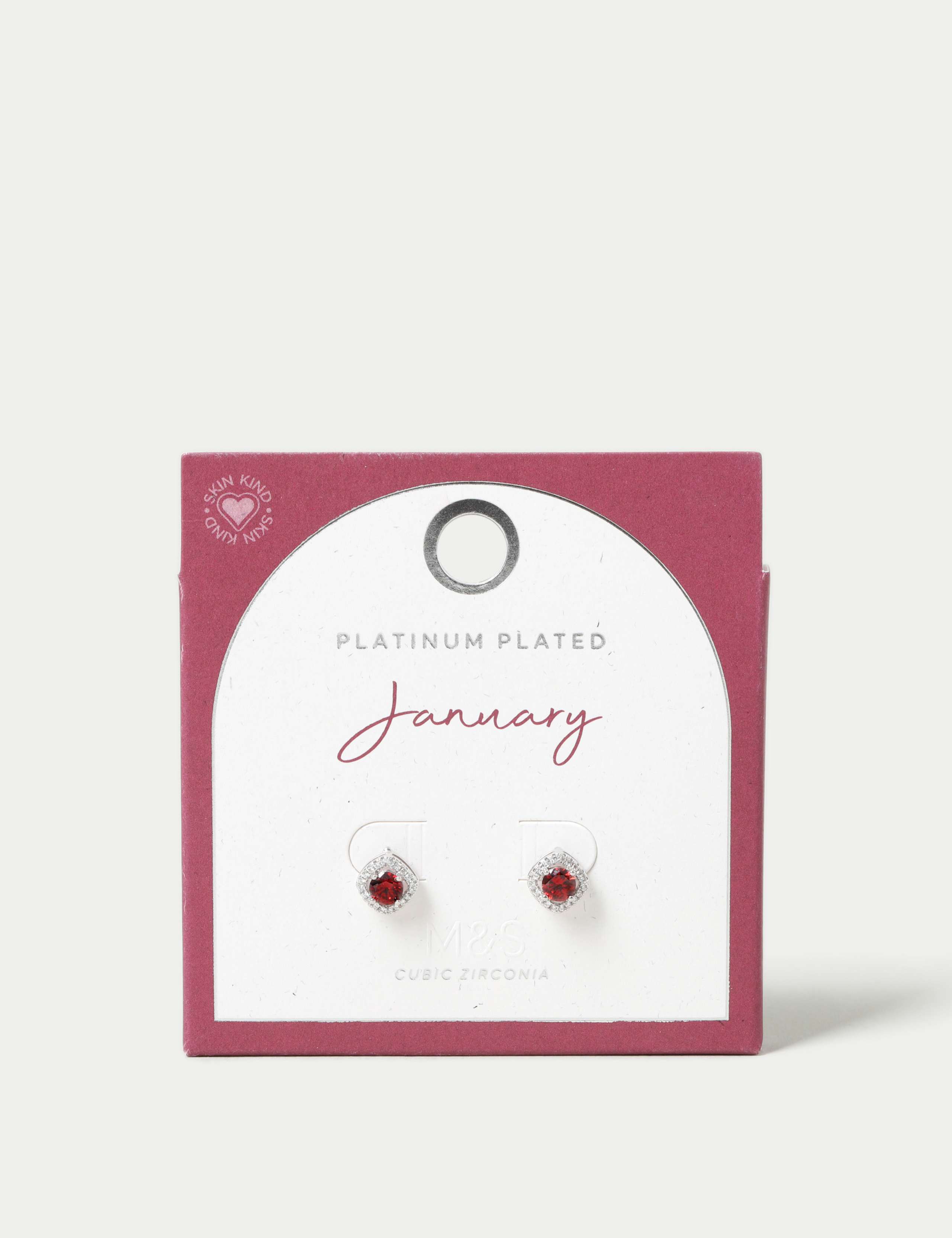 Platinum Plated Birthstone Stud Earrings 3 of 3