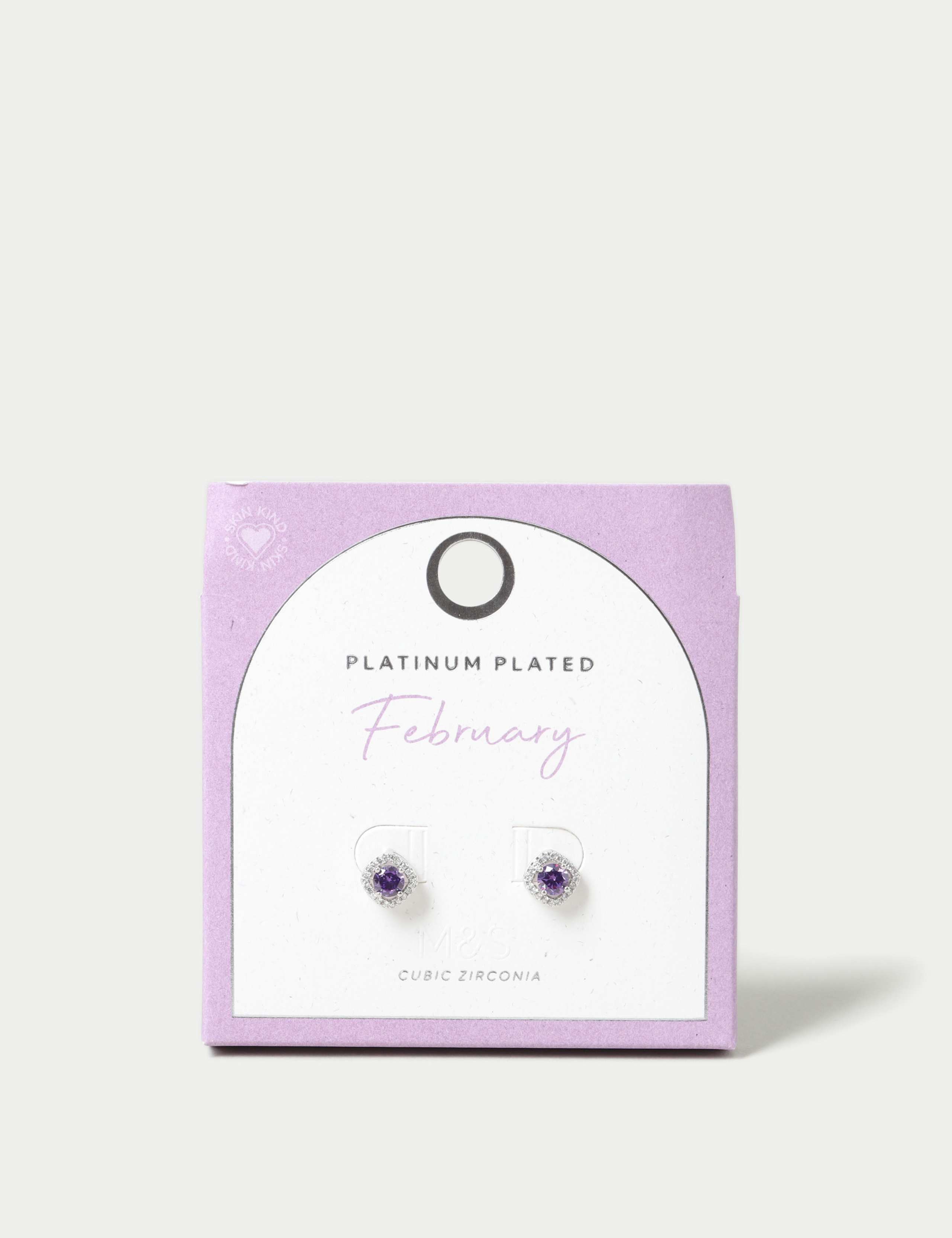 Platinum Plated February Stud Earrings 1 of 3