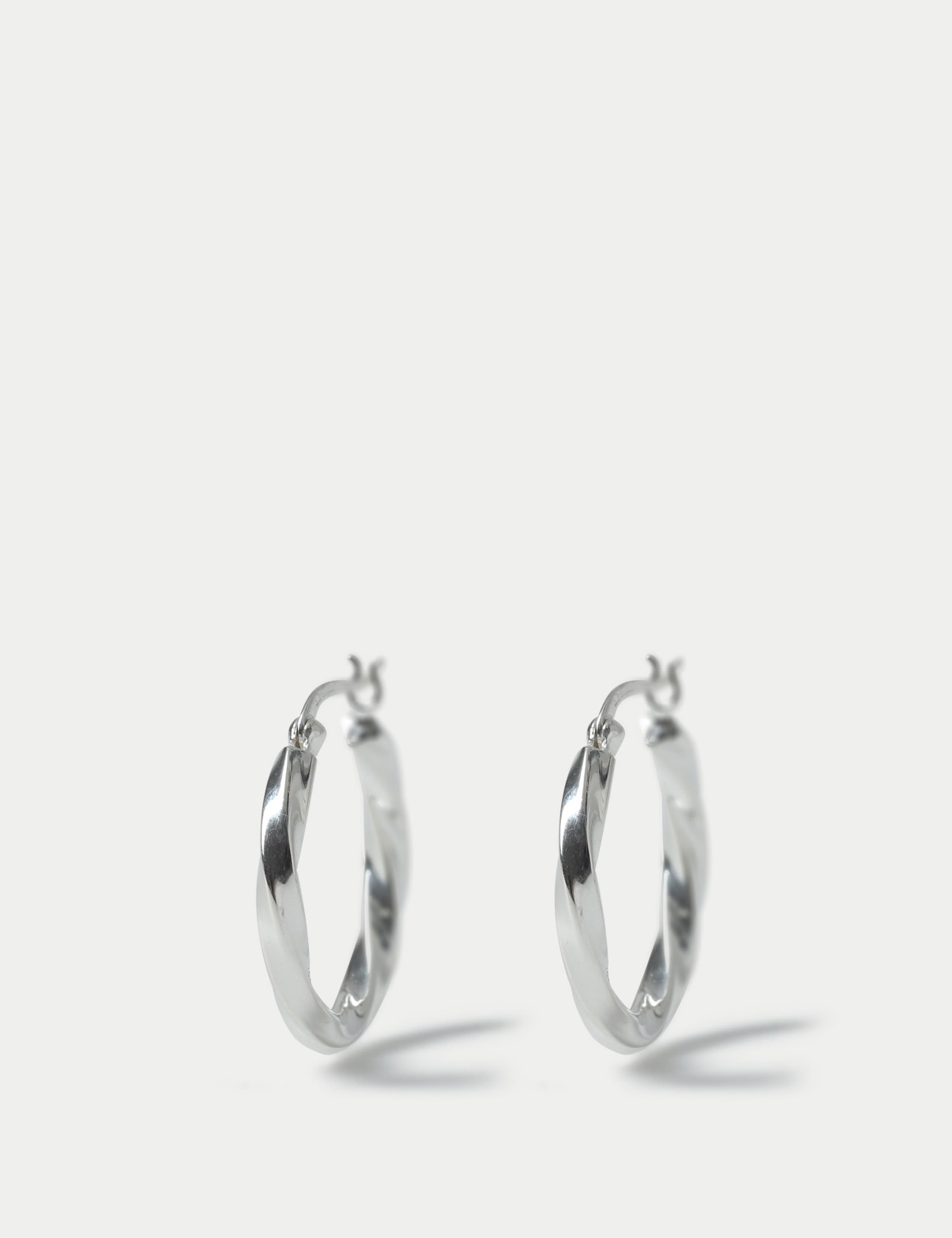 925 Sterling Silver Twist Hoop Earring 1 of 2
