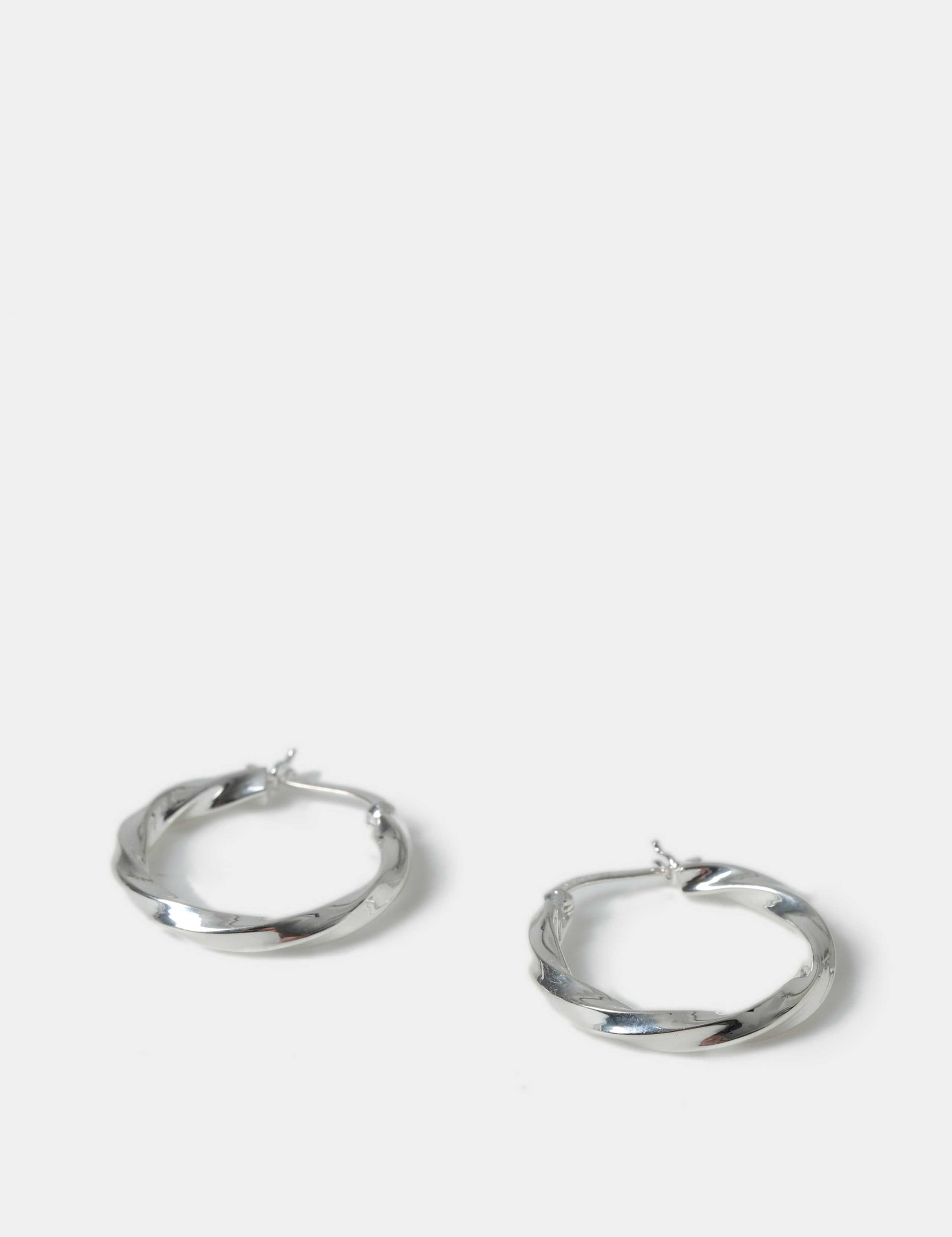 925 Sterling Silver Twist Hoop Earring 2 of 2