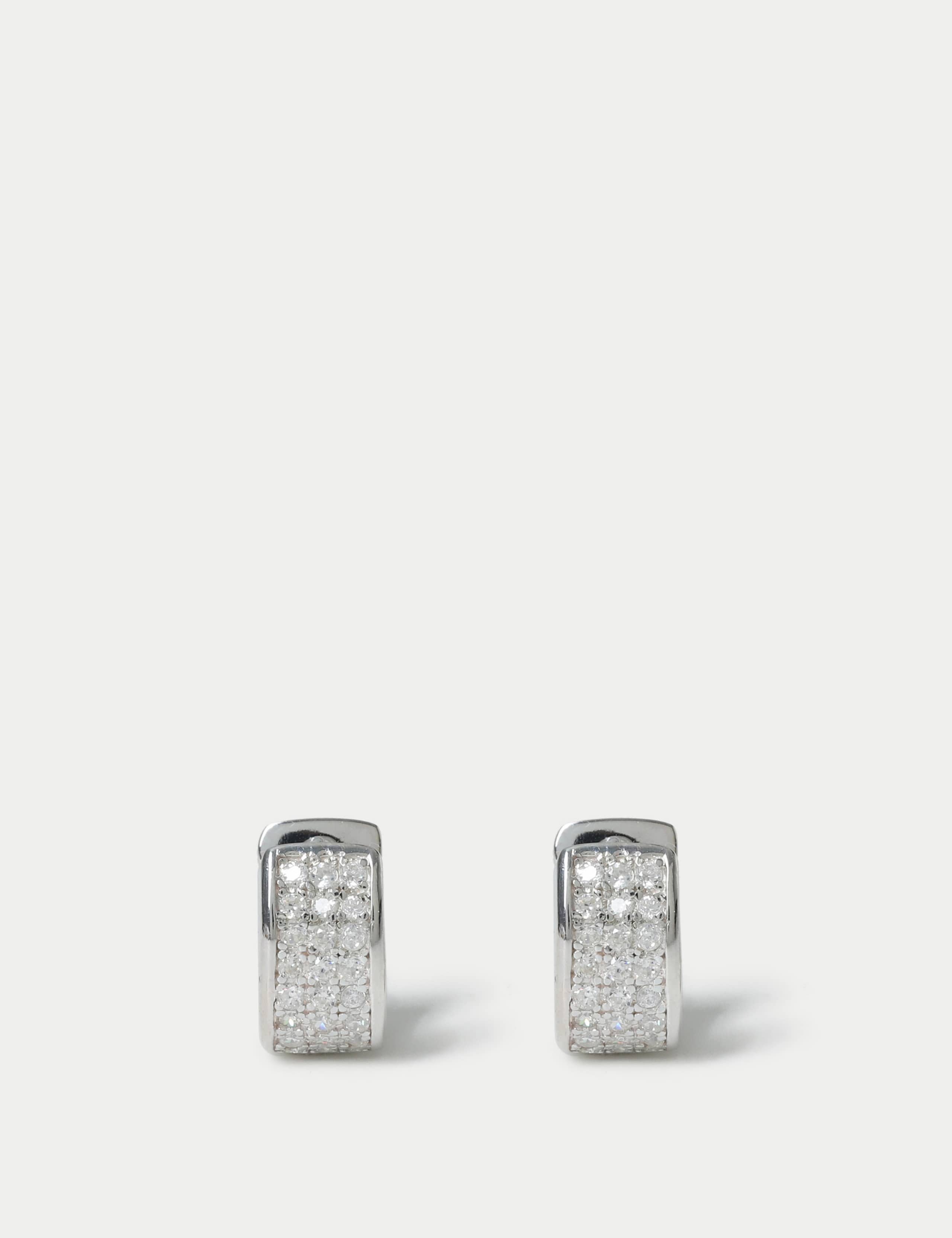 925 Sterling Silver Cubic Zirconia Hoop Earring 1 of 2