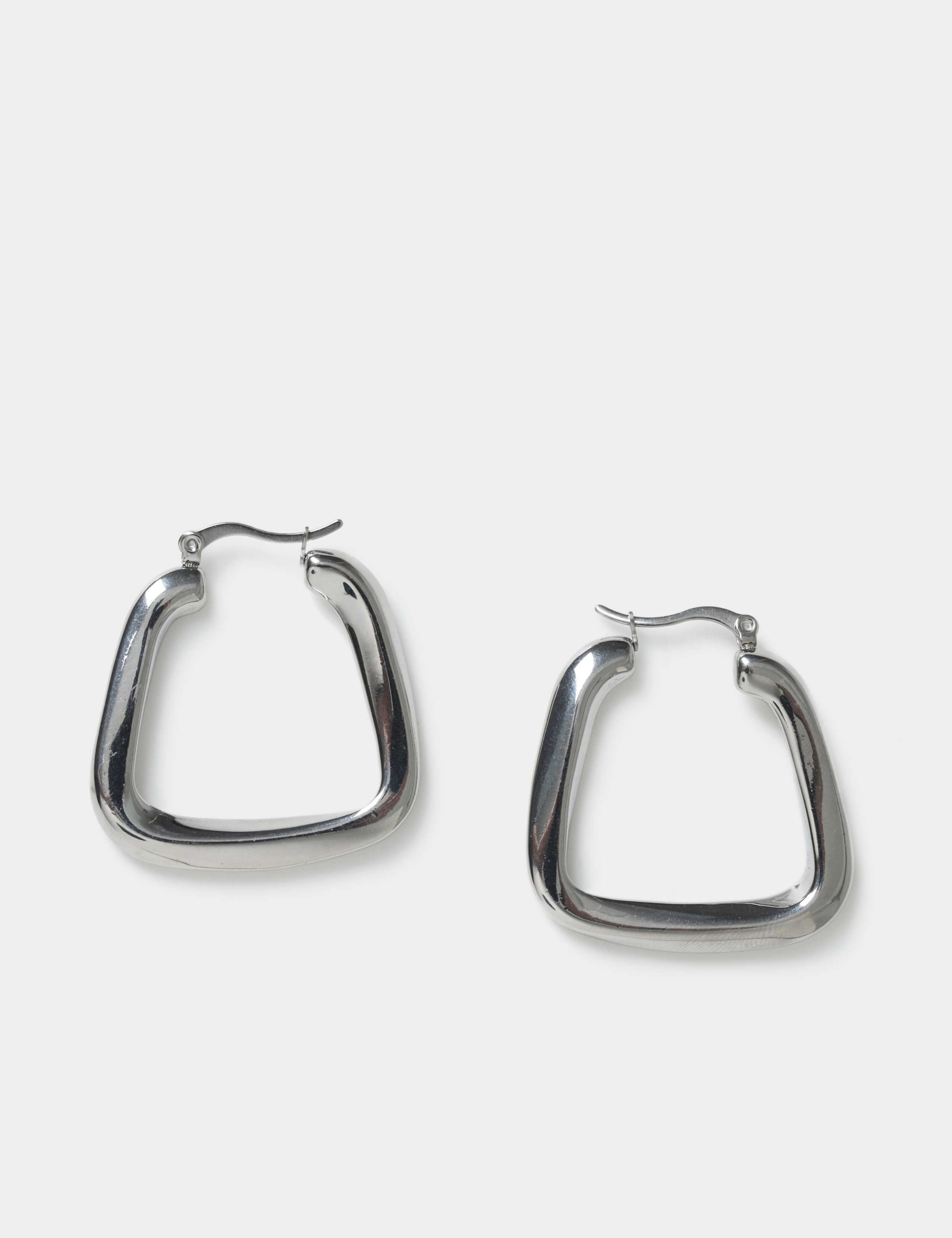 Oversized Silver Square Hoop Earrings 2 of 2