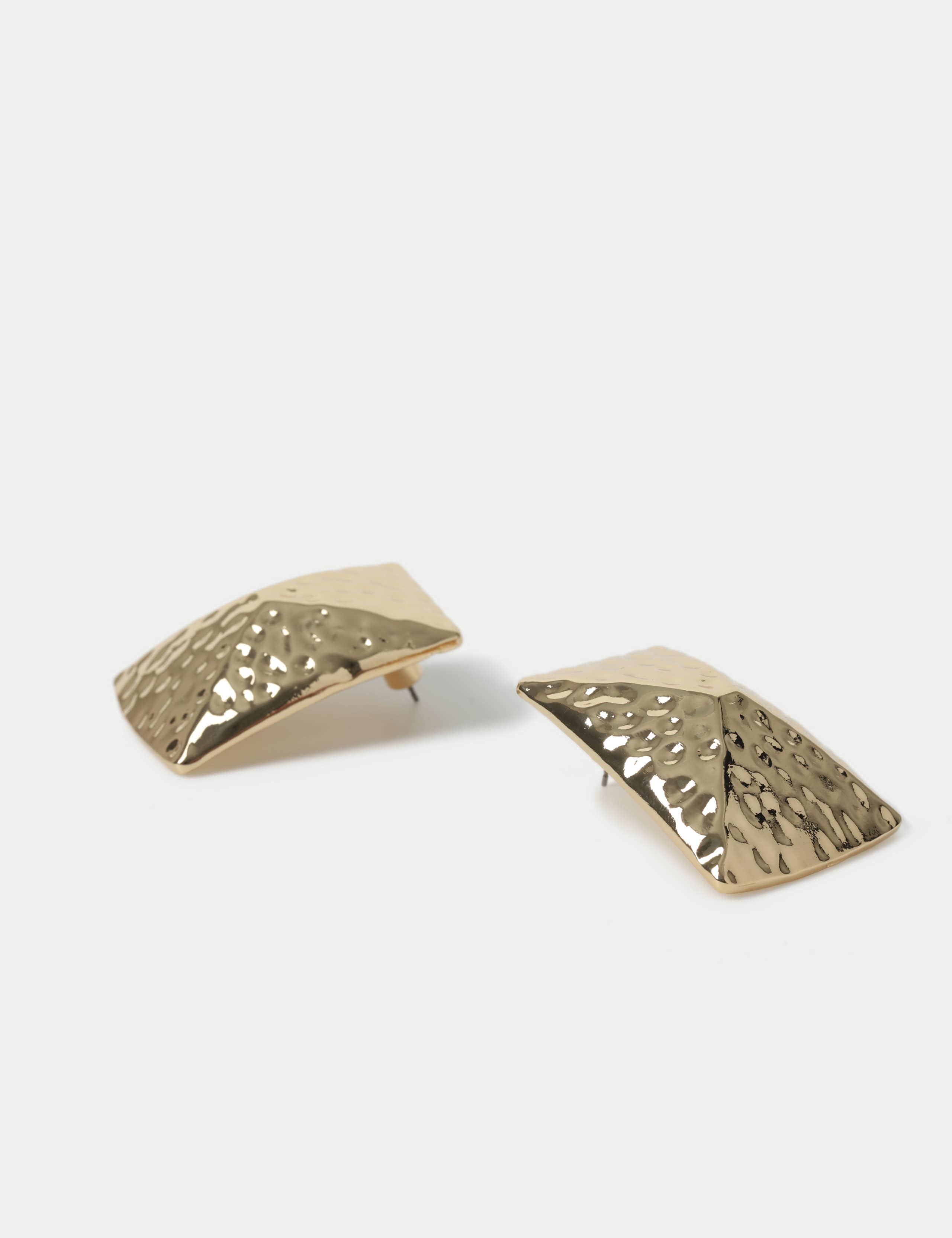 Oversized Hammered Rectangular Earrings 2 of 3