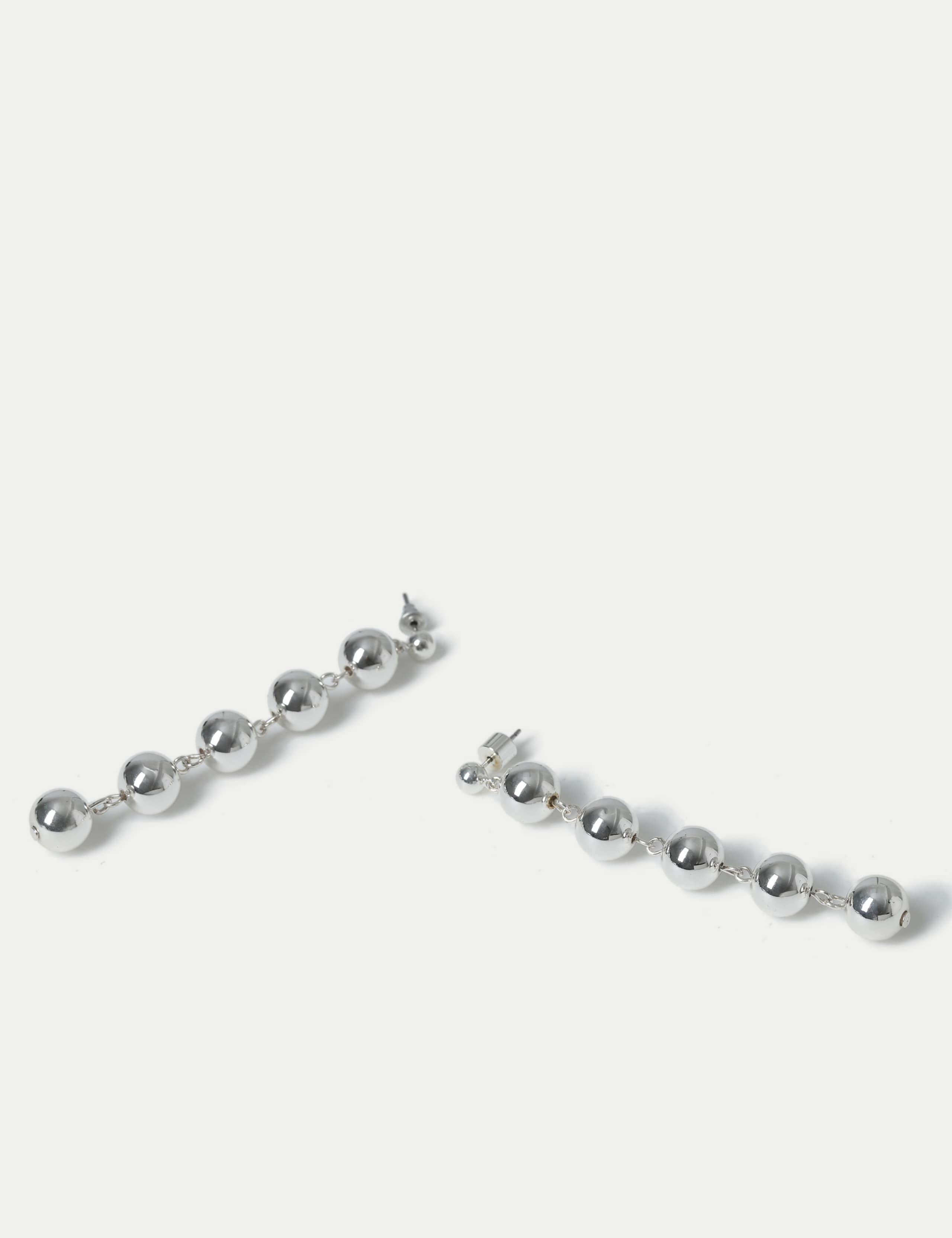 Silver Tone Cascading Ball Drop Earrings 2 of 2