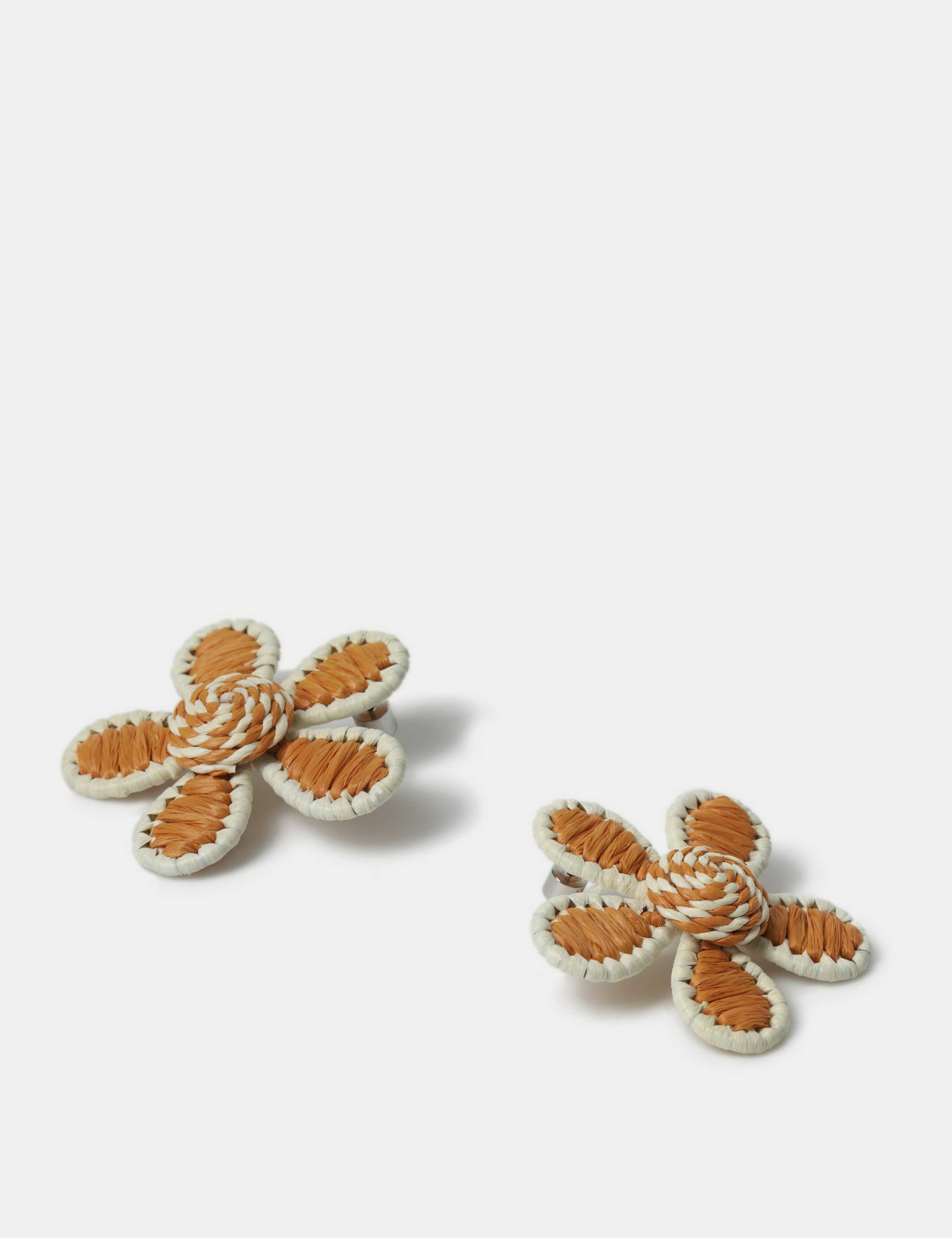 Orange and White Flower Stud Earrings 2 of 2