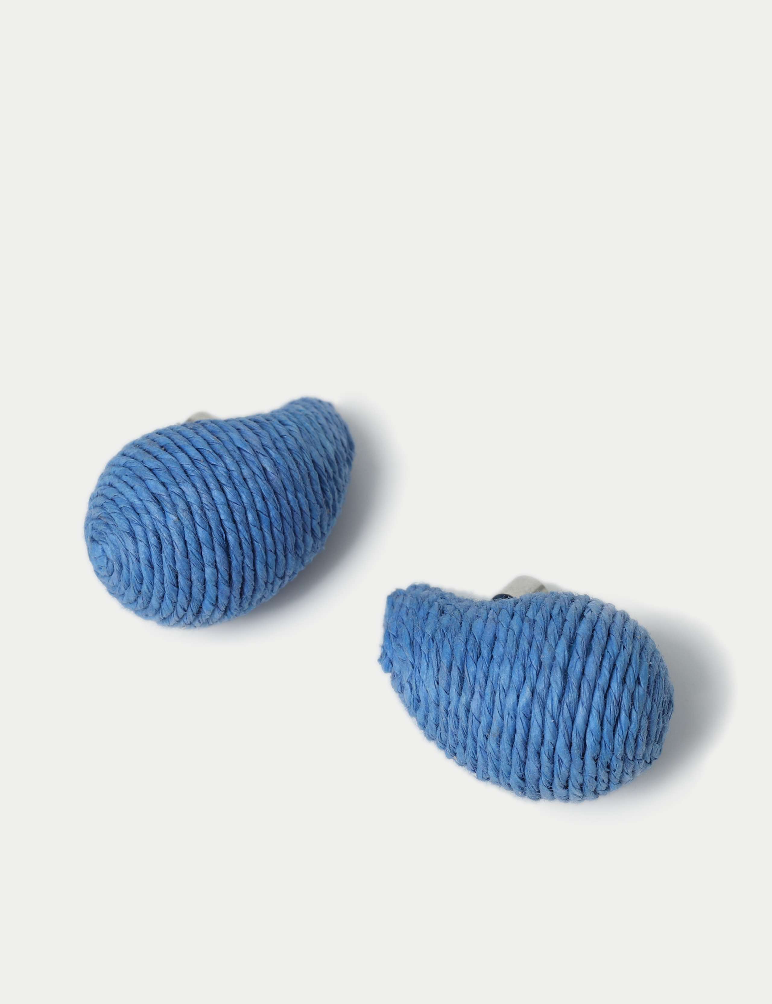 Cobalt Blue Raffia Tear Drop Earrings 2 of 3