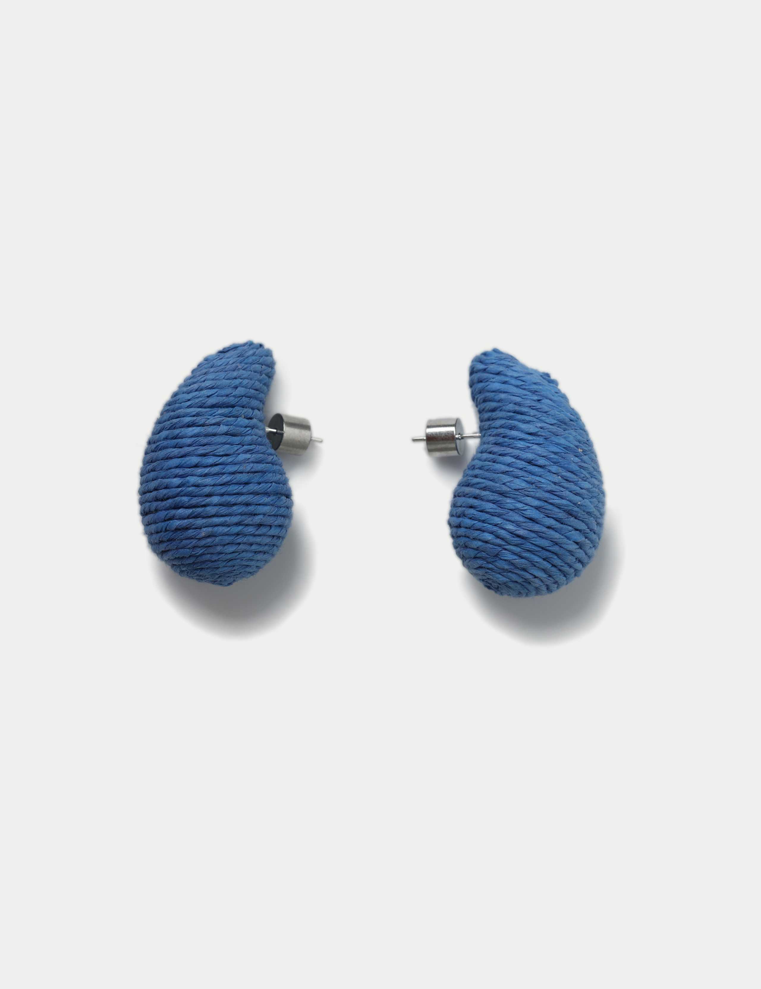 Cobalt Blue Raffia Tear Drop Earrings 3 of 3