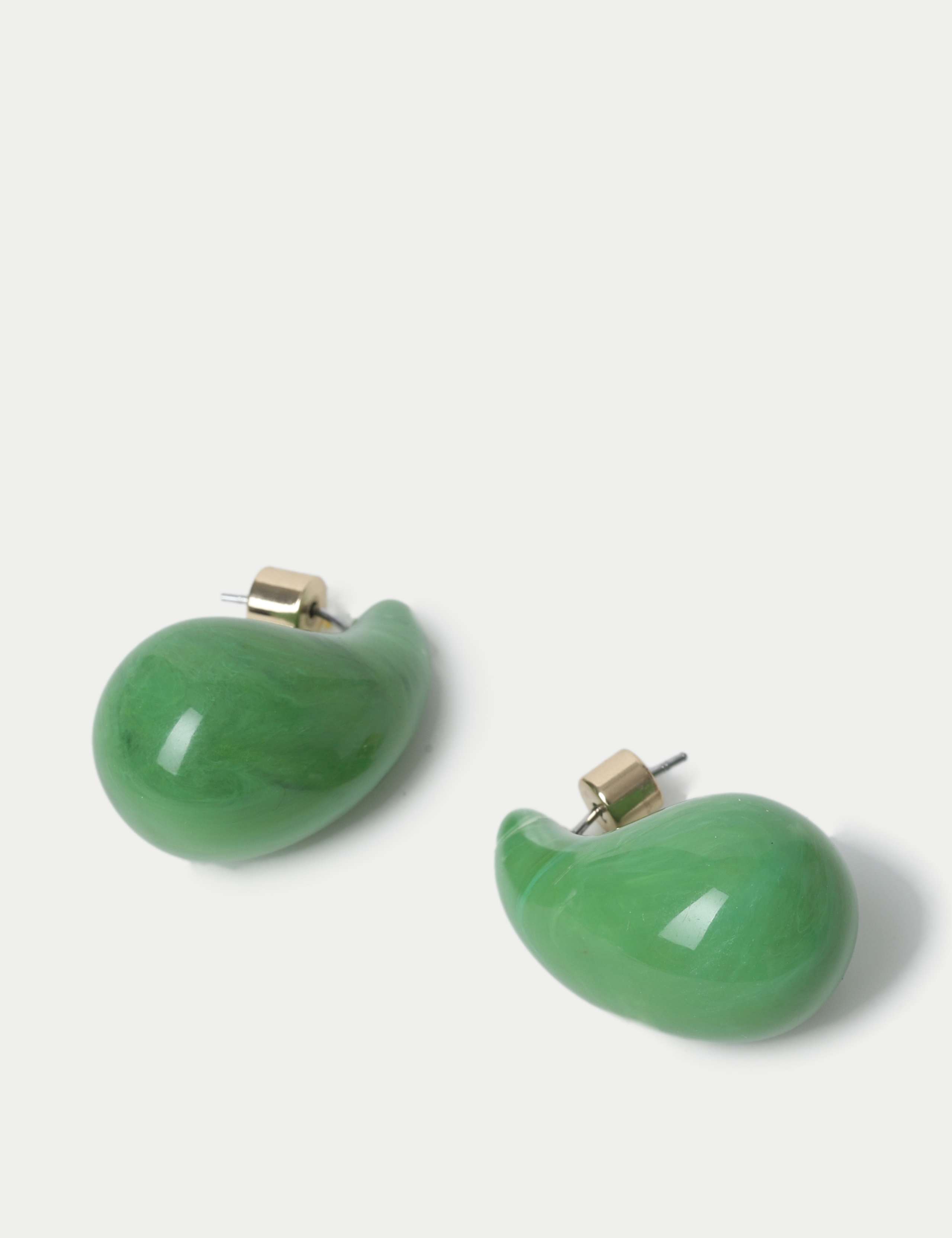 Green Resin Tear Drop Earrings 2 of 3