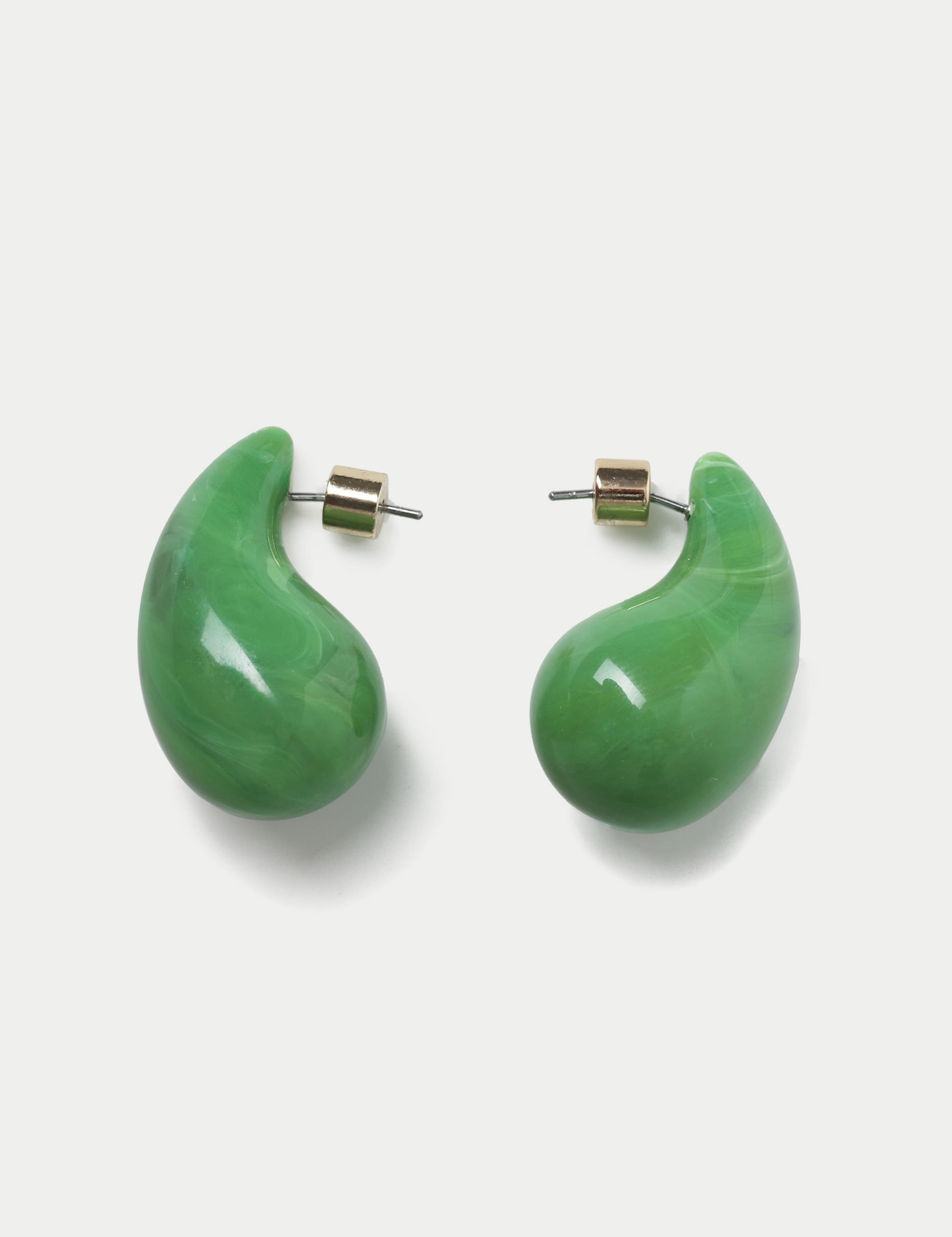 Green Resin Tear Drop Earrings 3 of 3