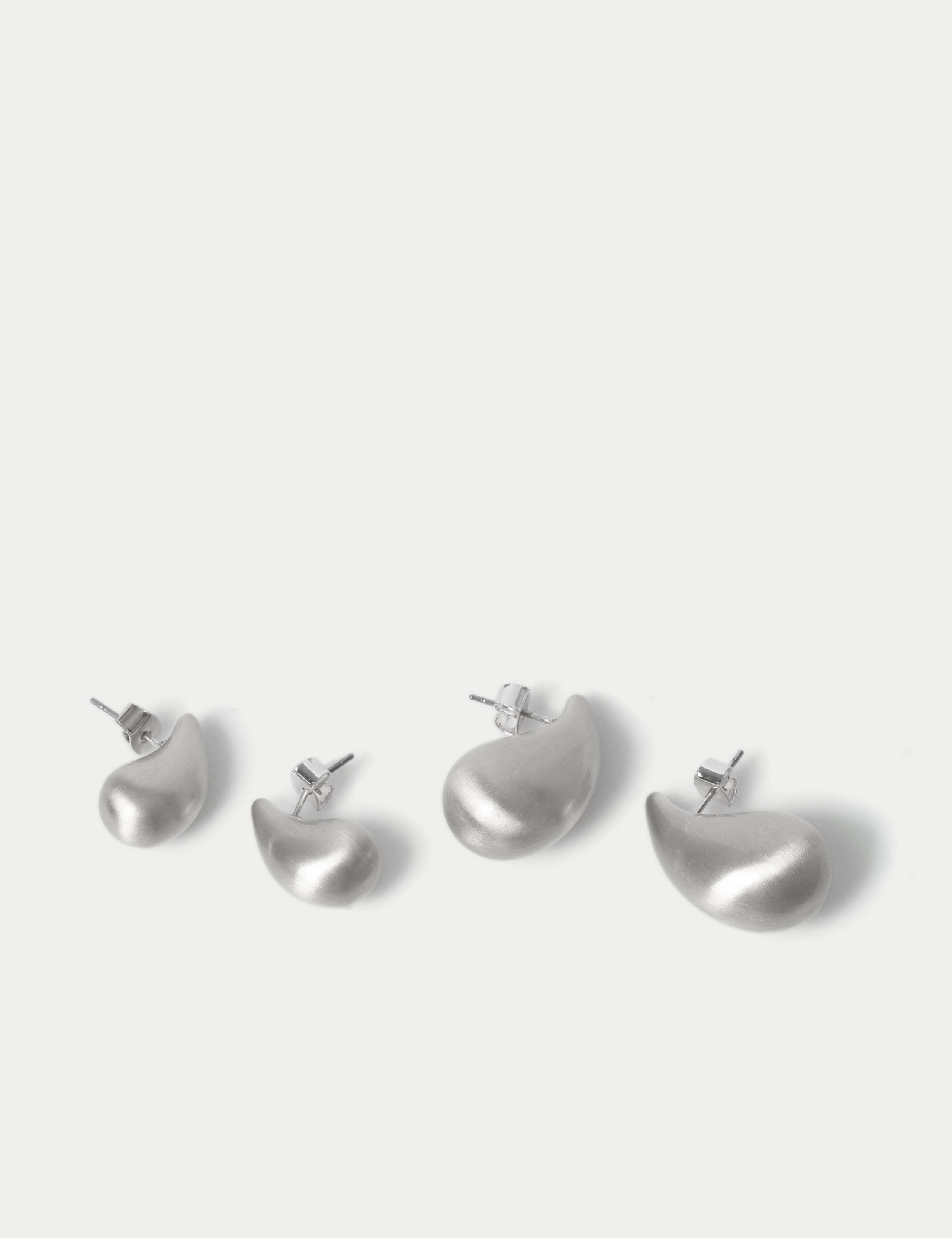 2pk Brushed Tear Drop Earrings 2 of 3