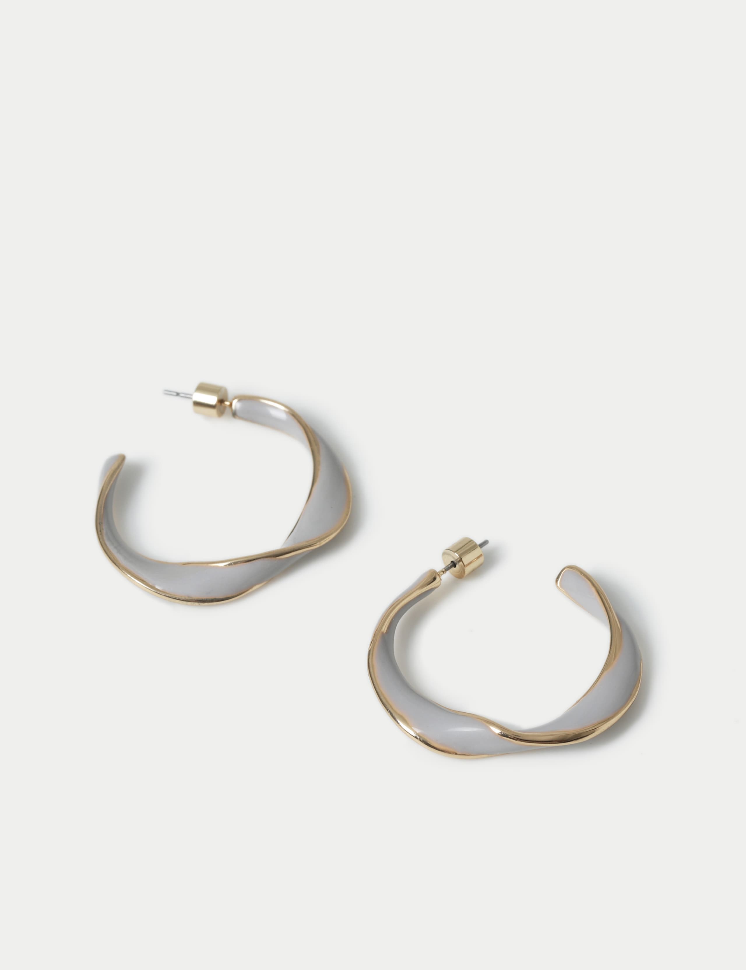 Grey Enamel Twist Hoop Earrings 2 of 2
