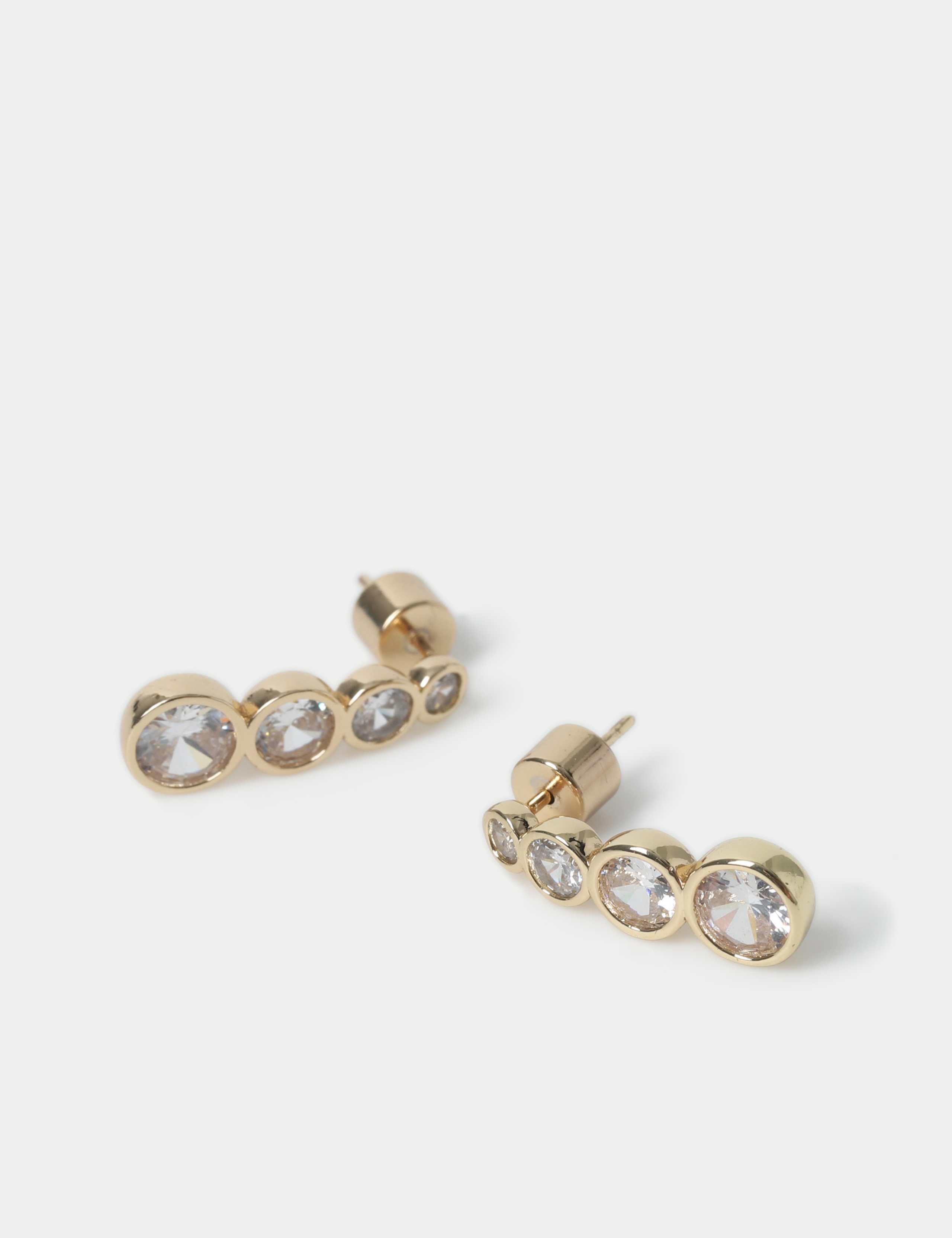 Gold Tone Cubic Zirconia Micro Drop Earrings 2 of 2