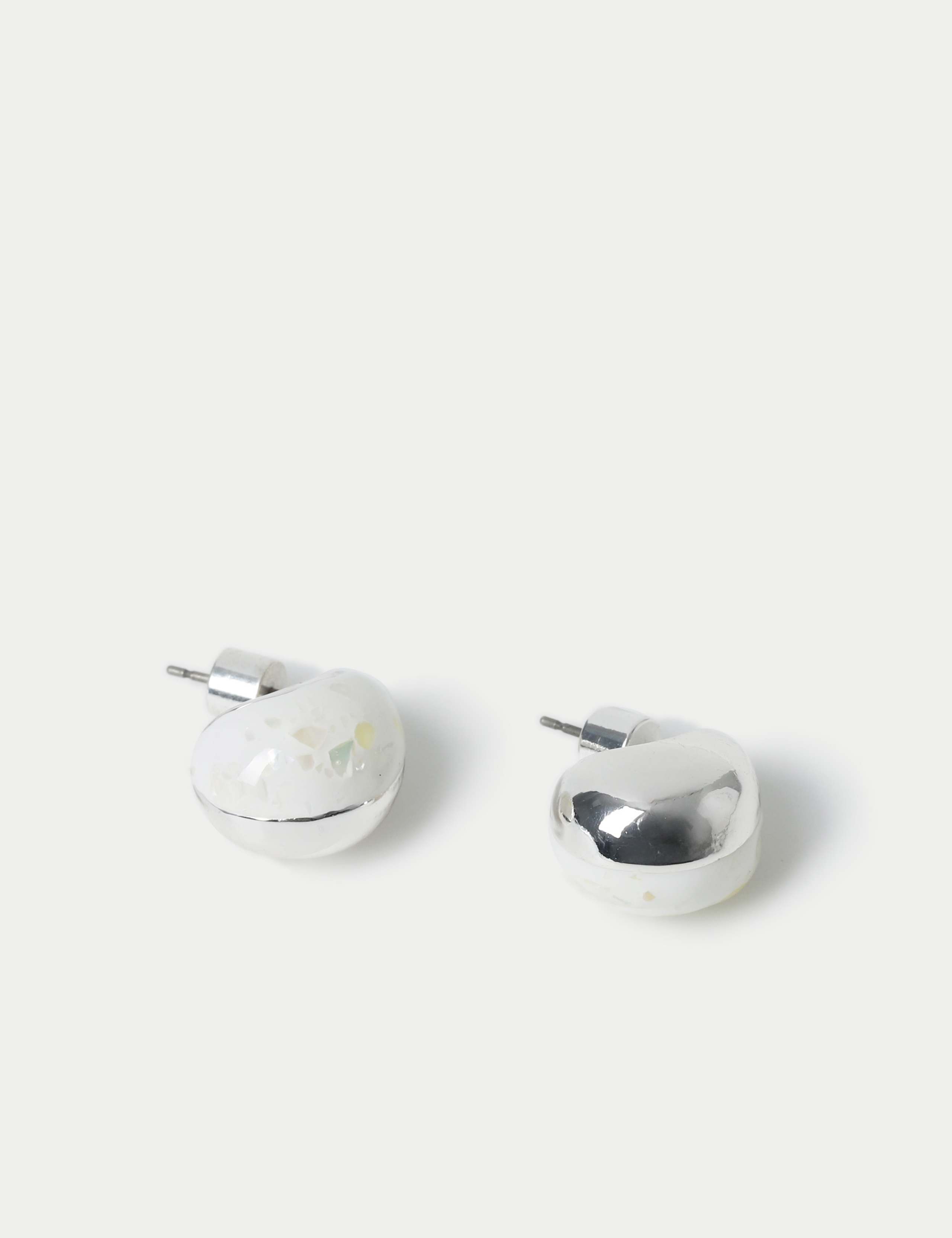 White Sparkle Mini Stud Earrings 2 of 2