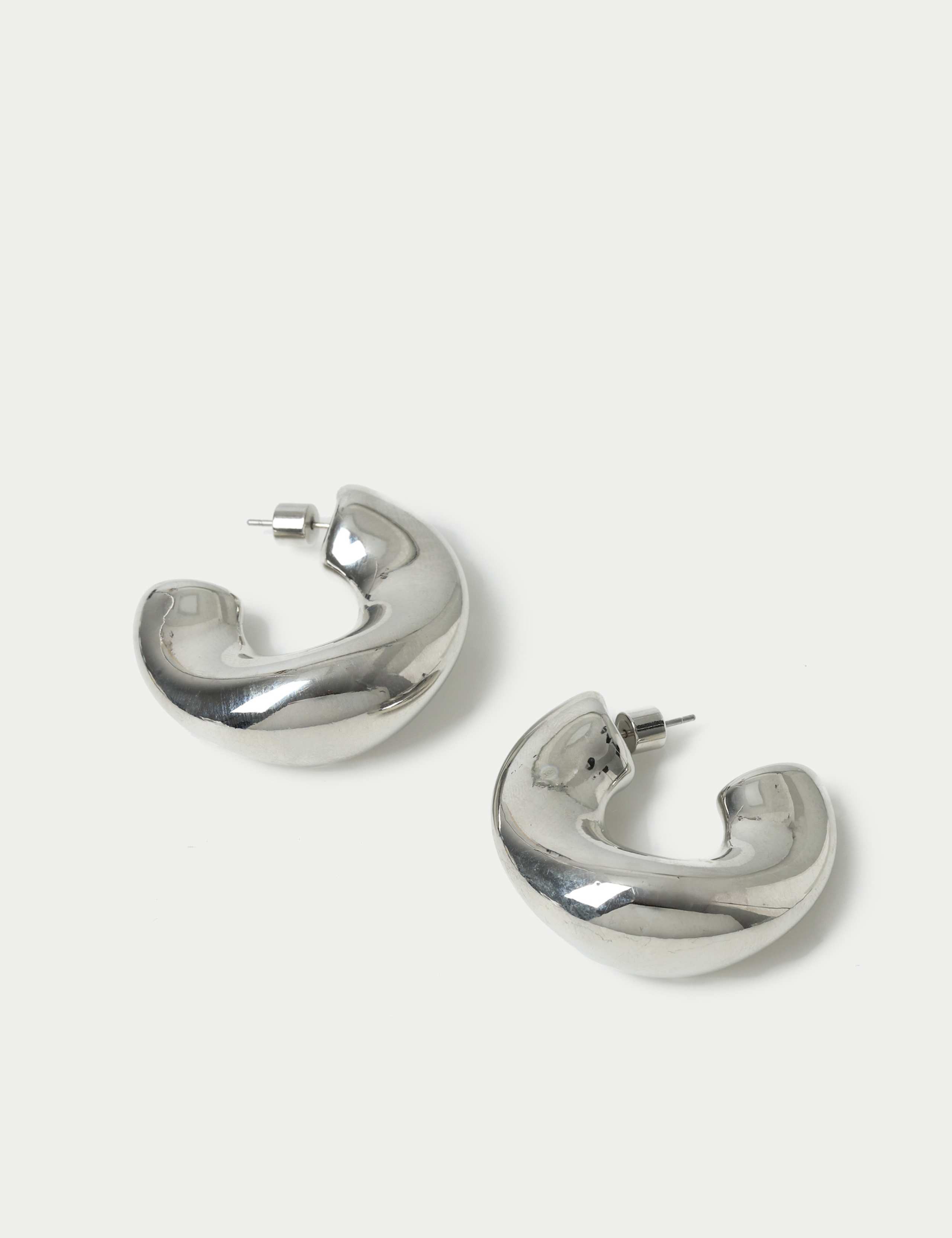 Silver Tone C Shaped Earrings 2 of 2