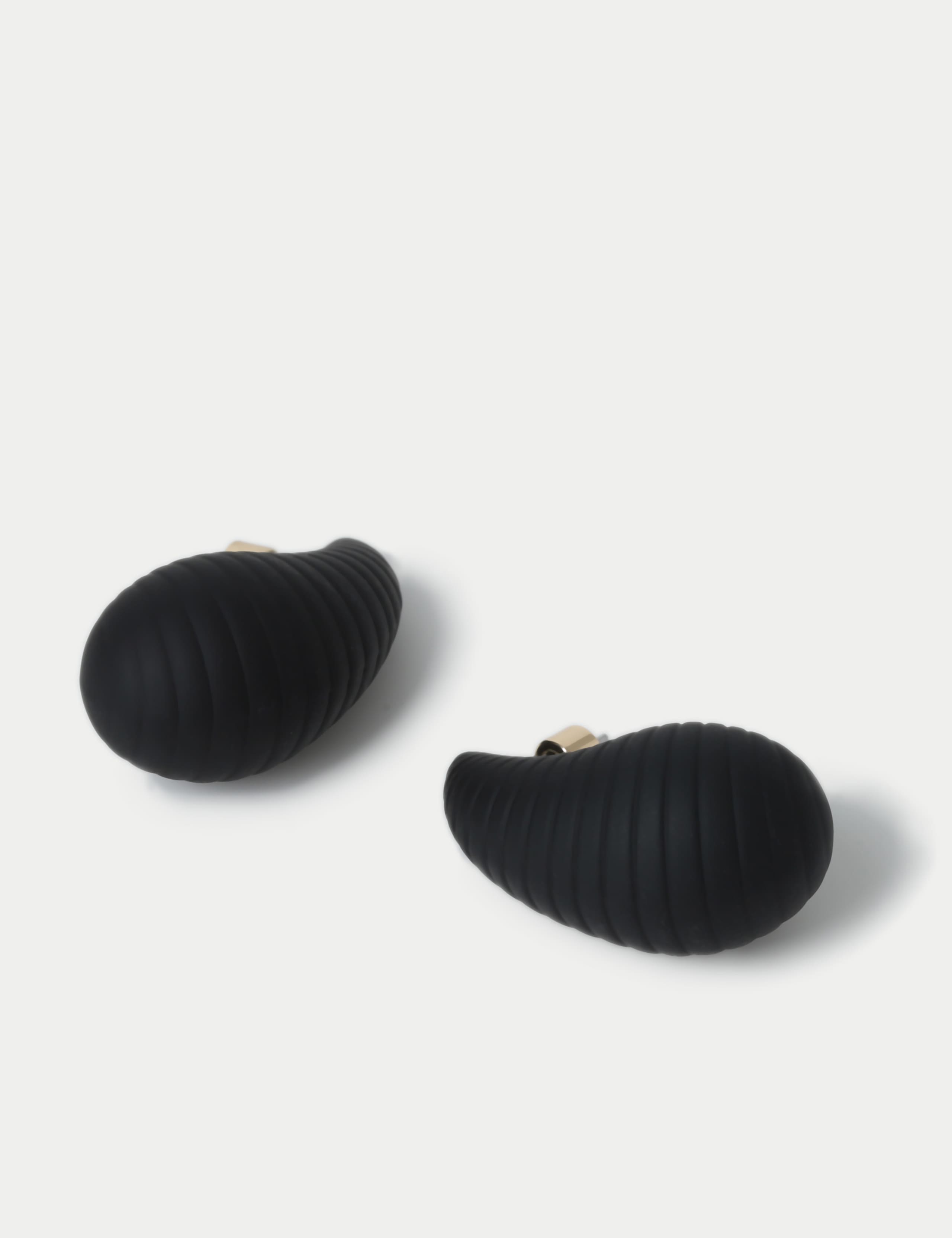 Maxi Black Rubber Tear Drop Earrings 3 of 3