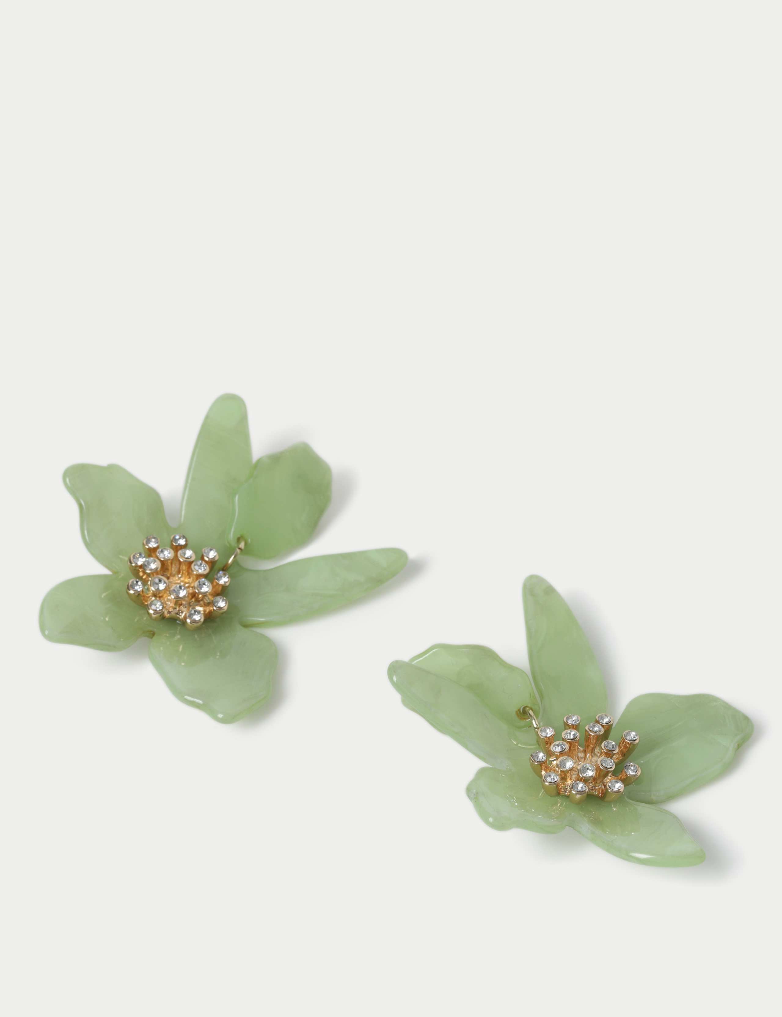 Green Floral Acrylic Drop Earrings 3 of 3