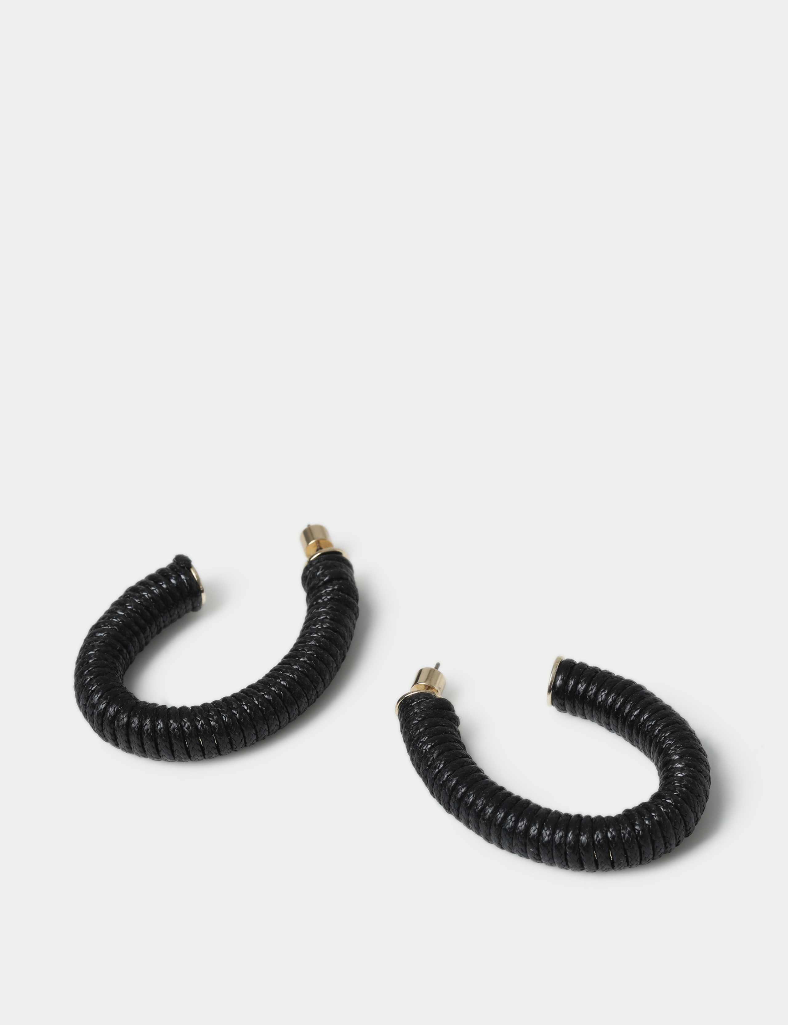 Black Cord Wrapped Hoop Earrings 2 of 2