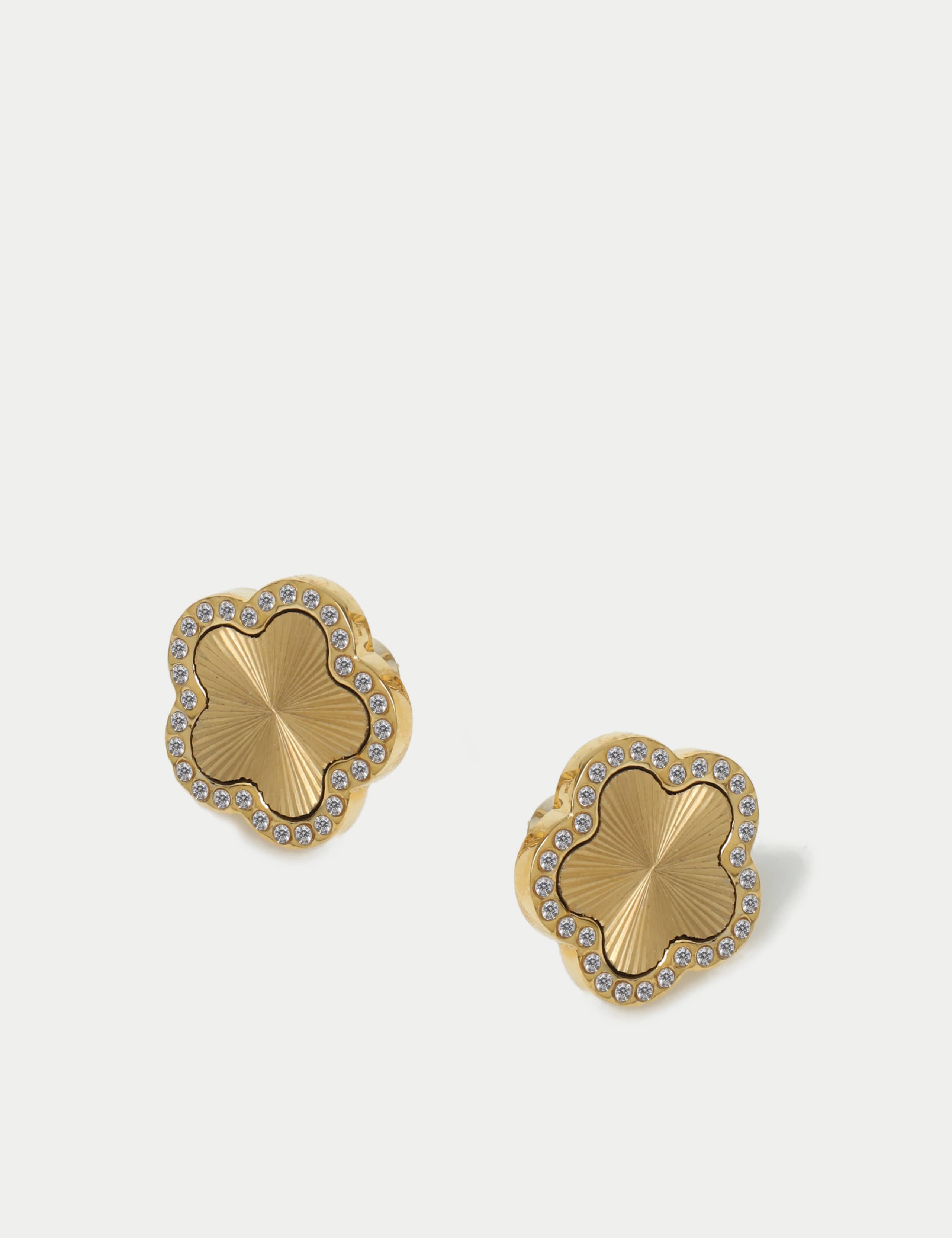 Gifting Gold Tone Petal Stud Earrings 2 of 2