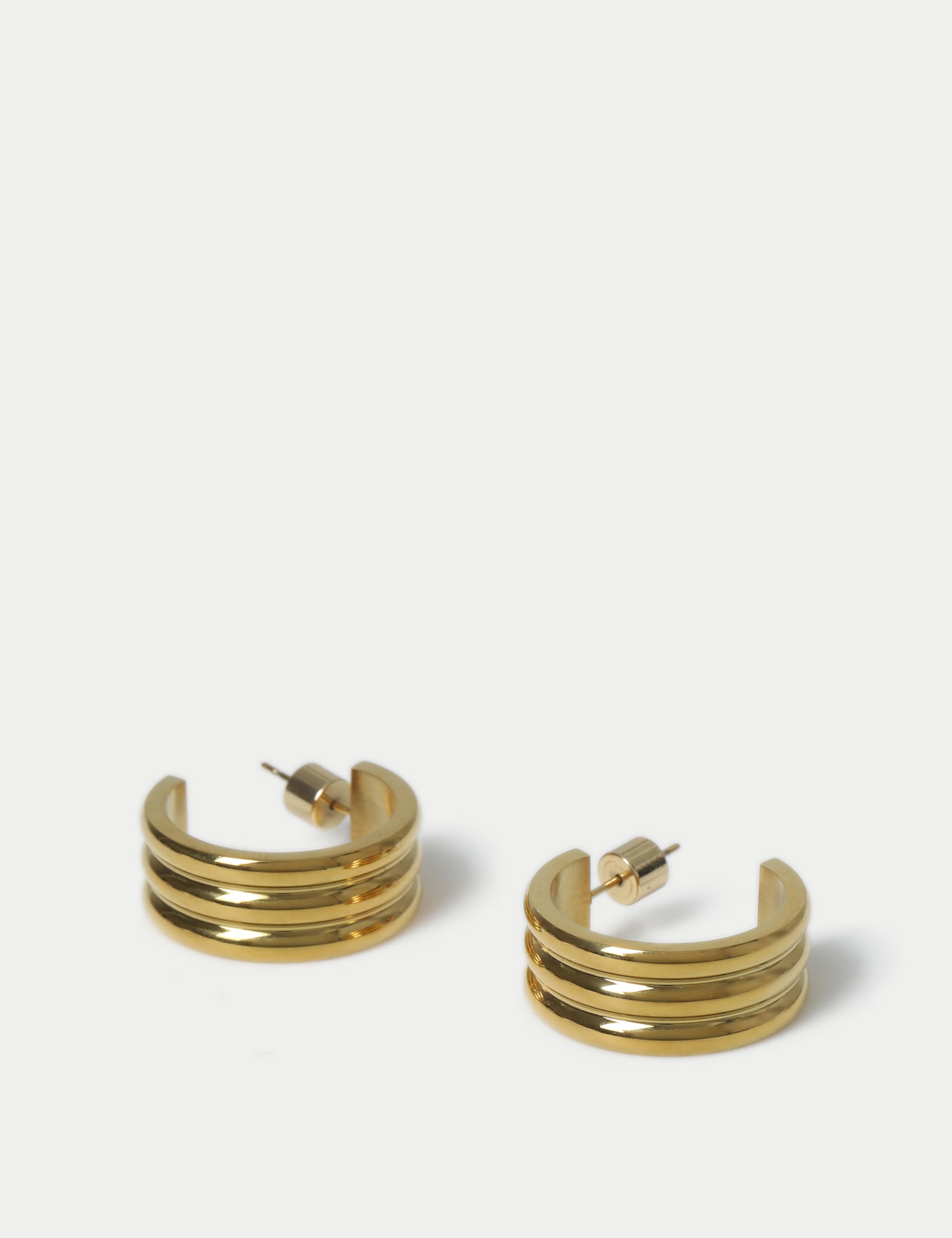 Stainless Steel Ridge Hoop Earrings 2 of 2