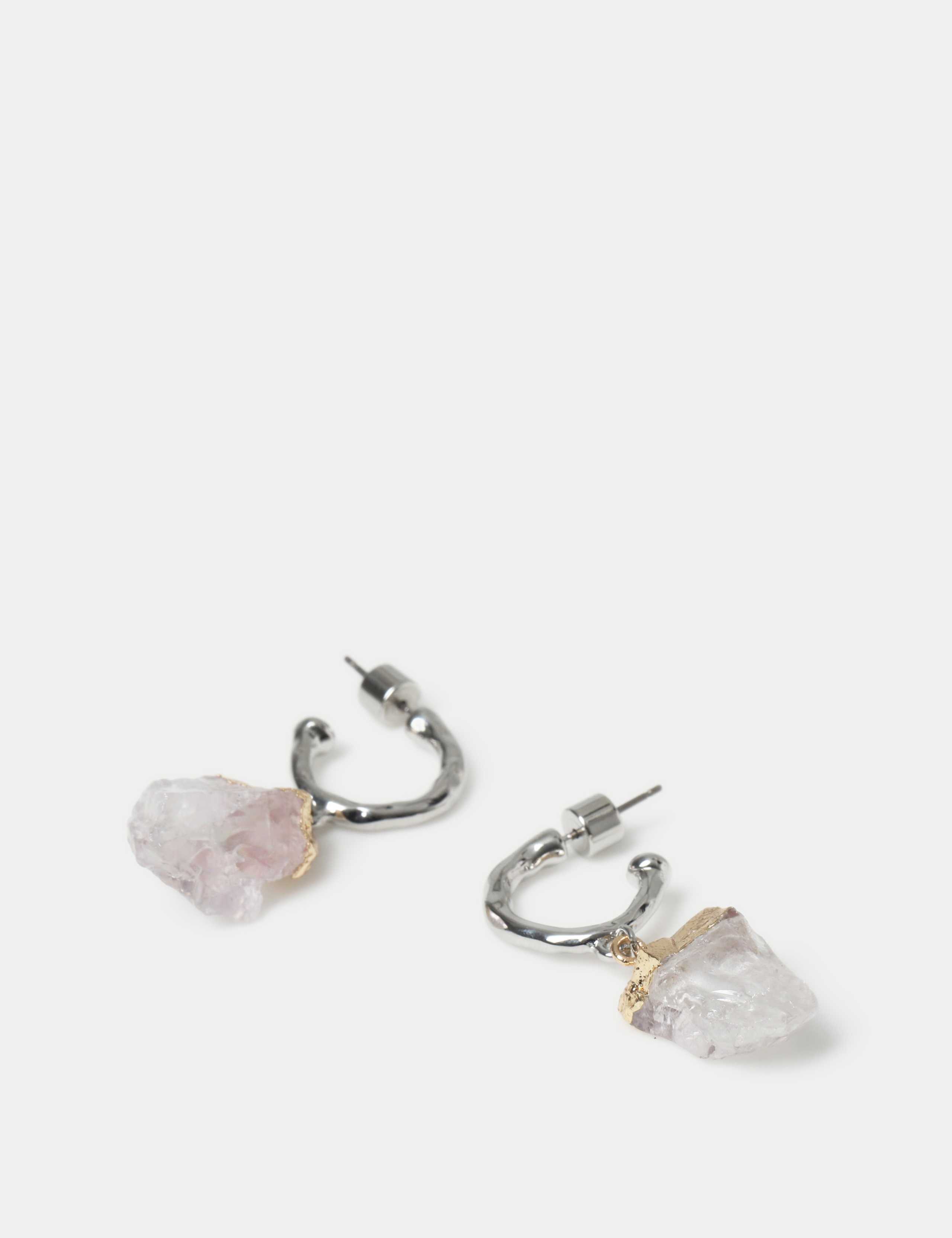 Rock Detail Drop Hoop Earrings 2 of 2