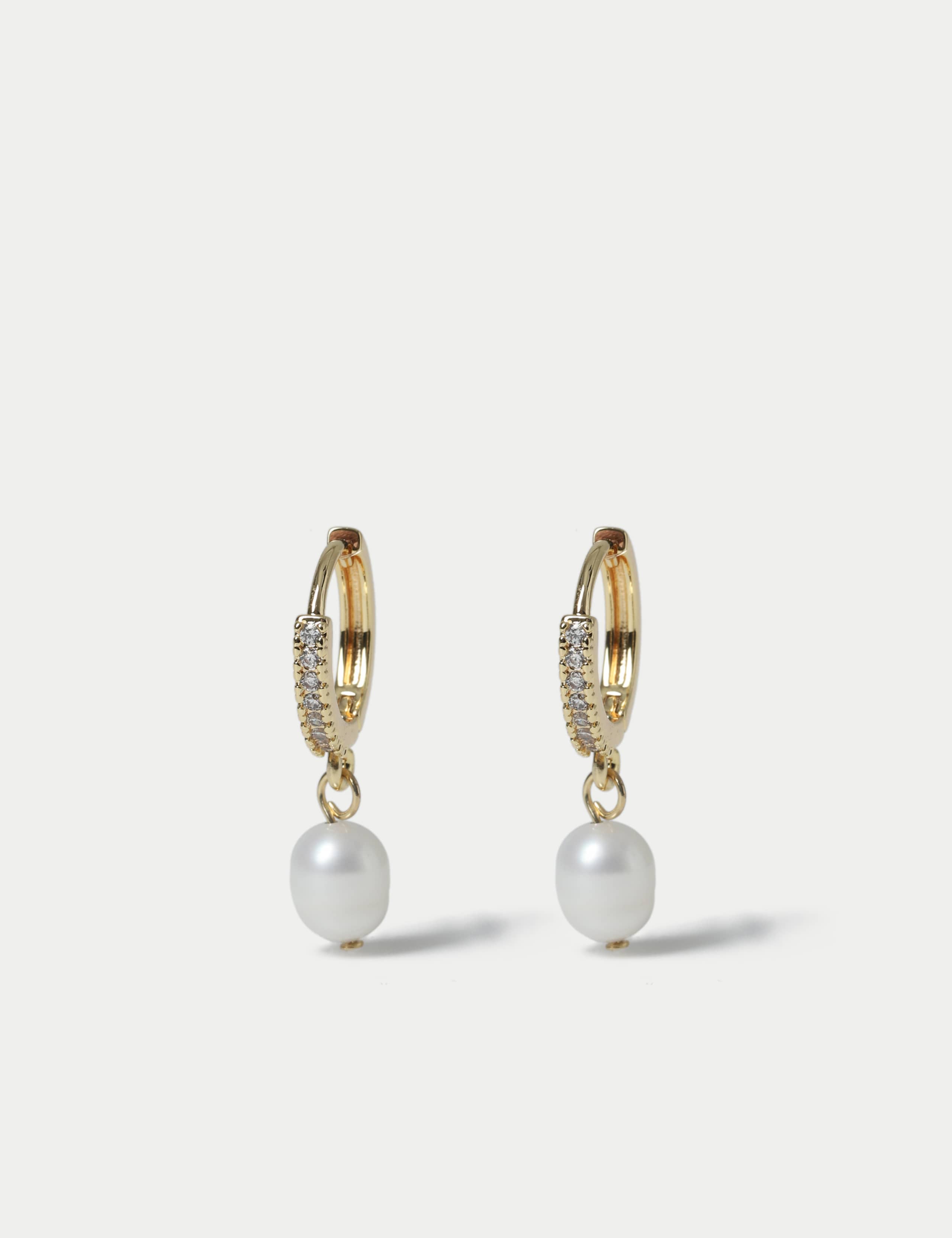 14ct  Gold Plated Fresh Water Pearl Drop Earrings 1 of 3