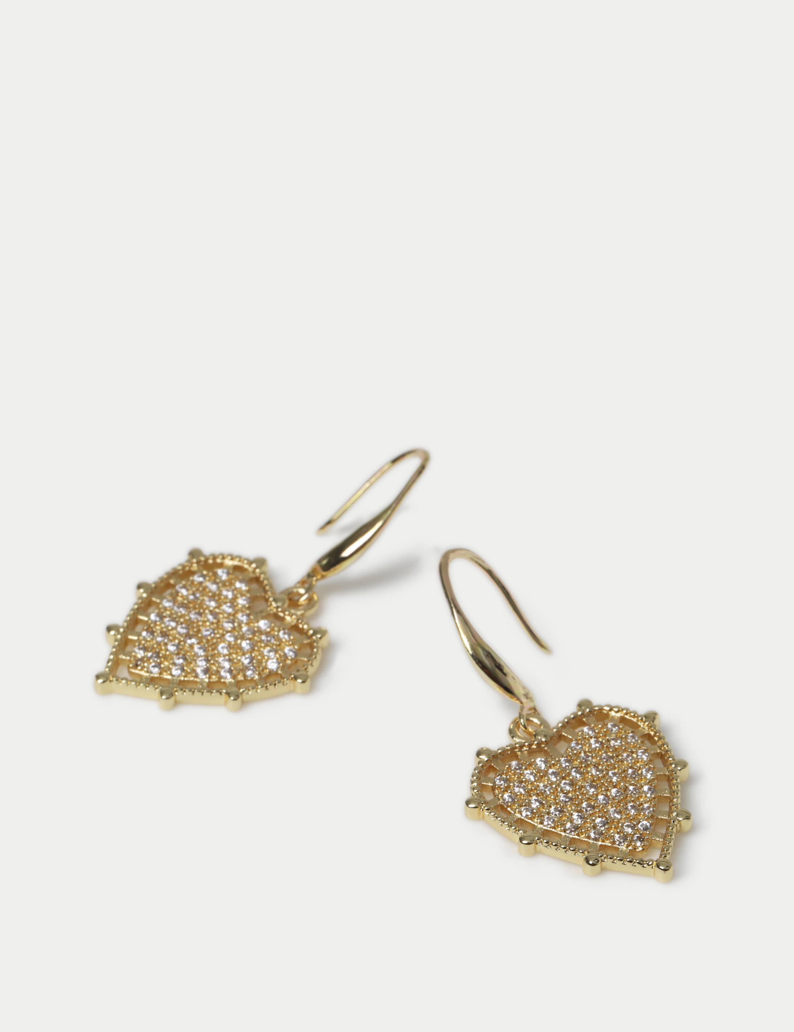 Cubic Zirconia Heart Drop Earrings 2 of 2
