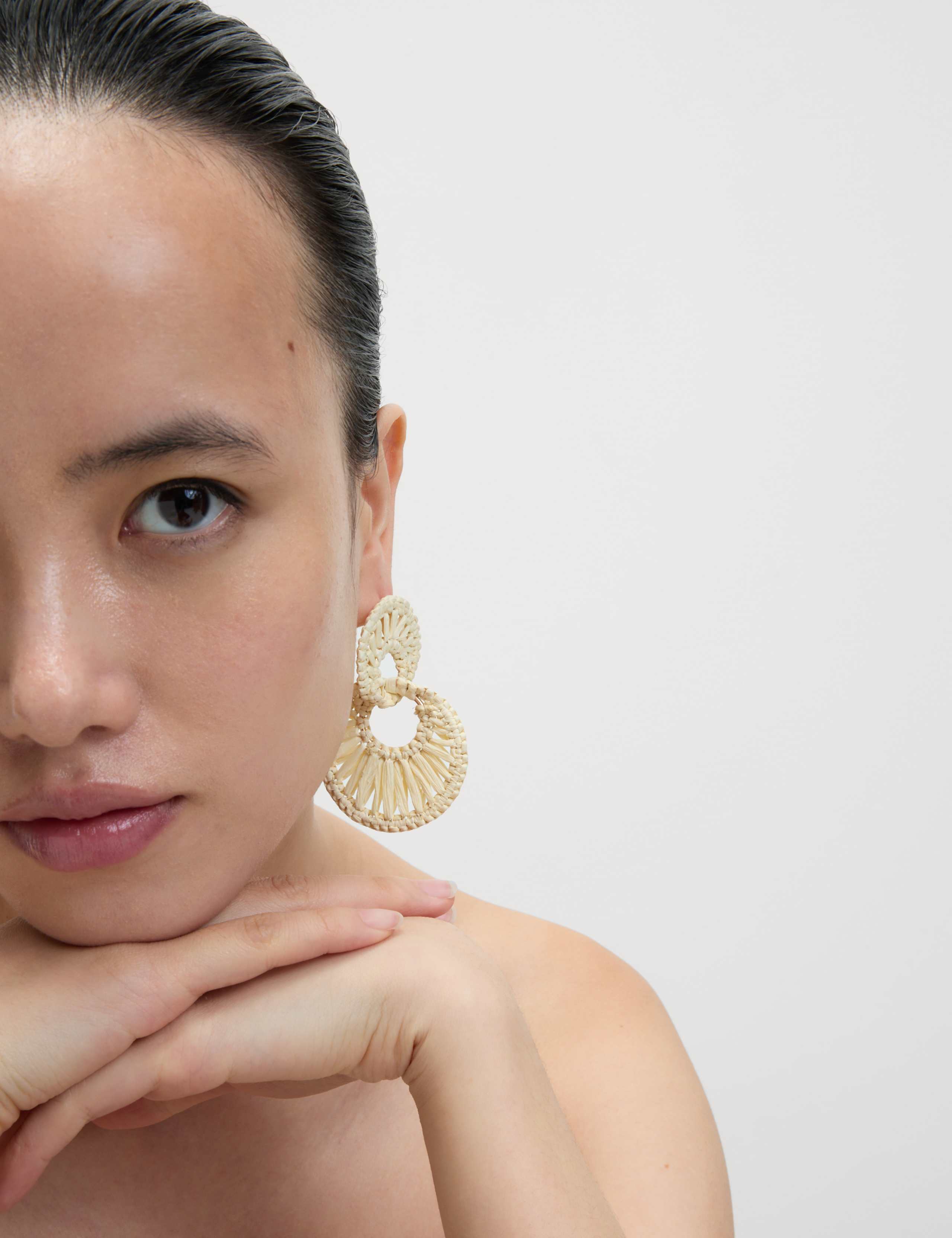 Cream Raffia Interlocked Drop Earrings 3 of 4
