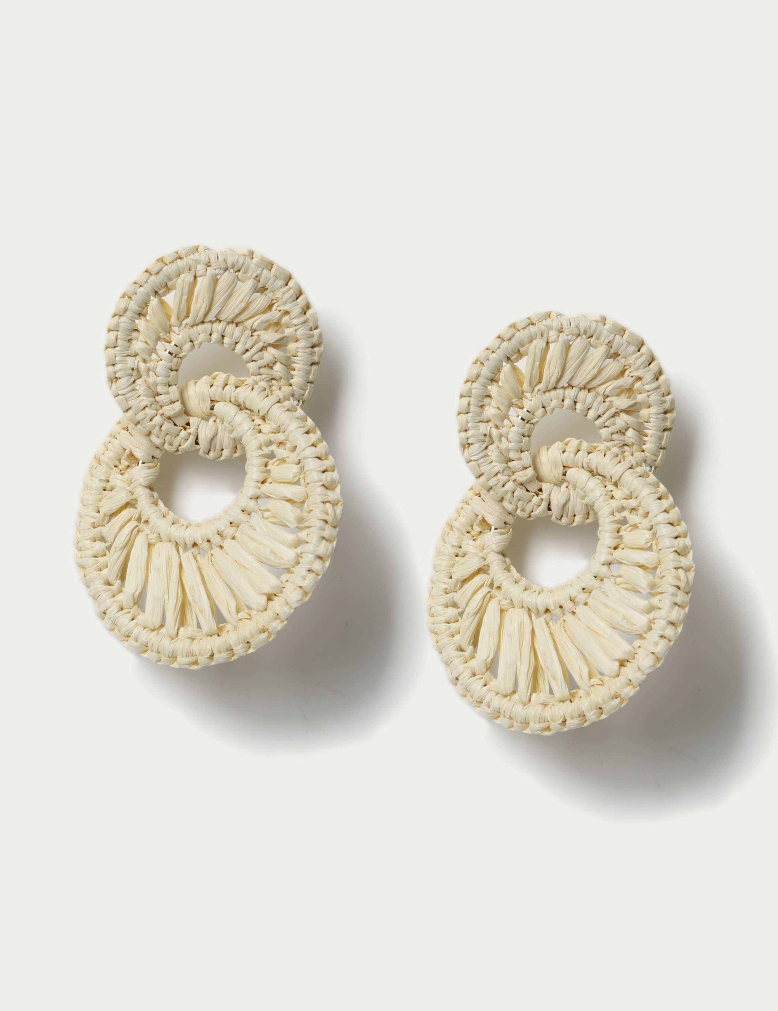 Cream Raffia Interlocked Drop Earrings 2 of 4