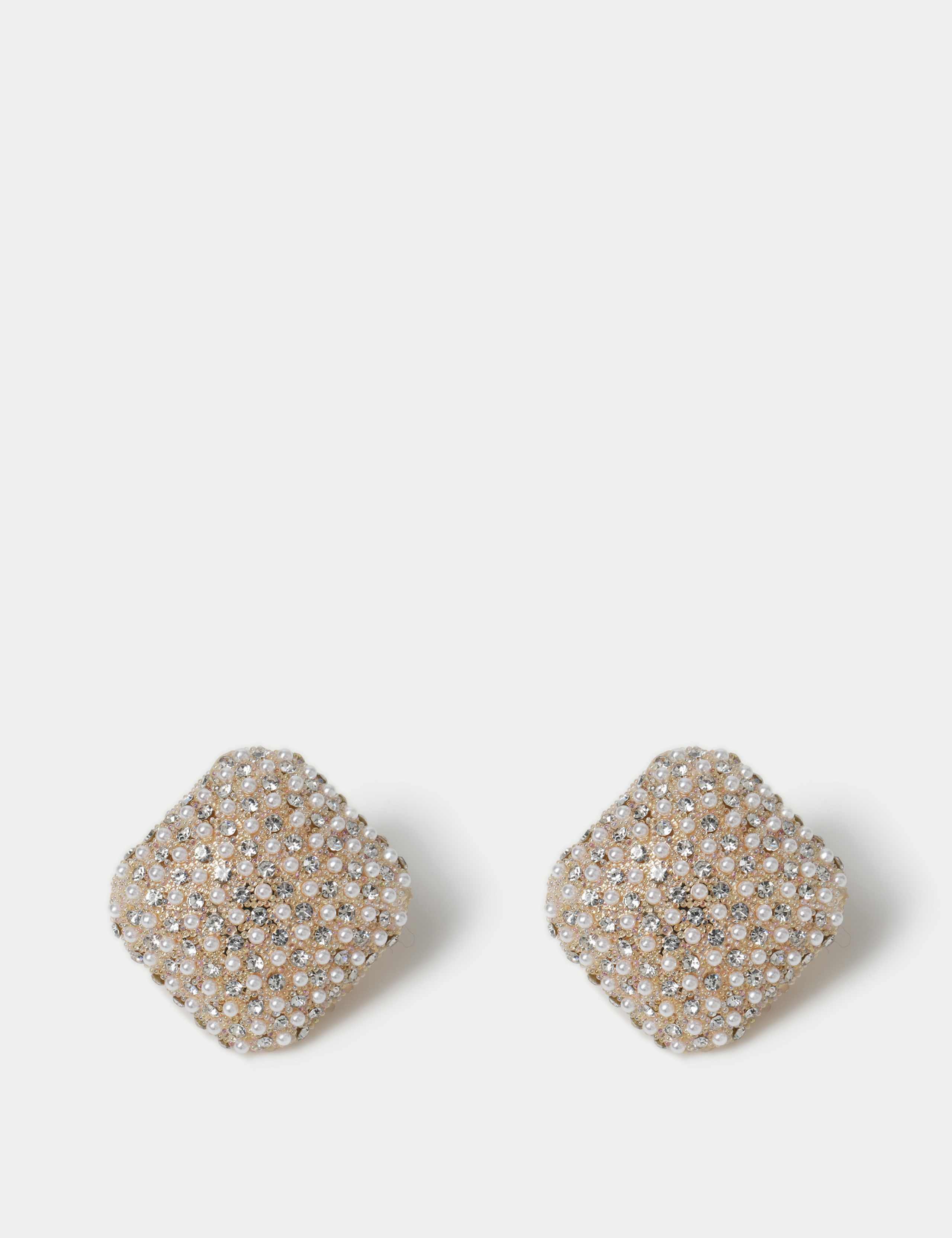 Embellished Pearl Stud Earrings 2 of 4