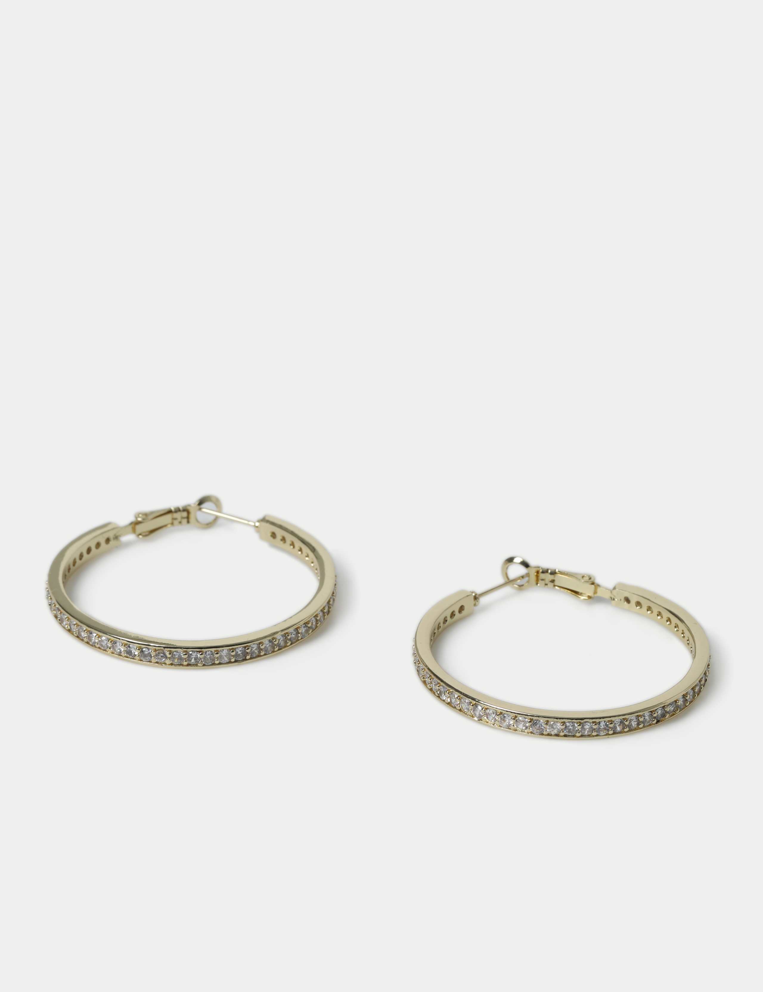 14ct Gold Plated Large Cubic Zirconia Hoop Earrings 2 of 2