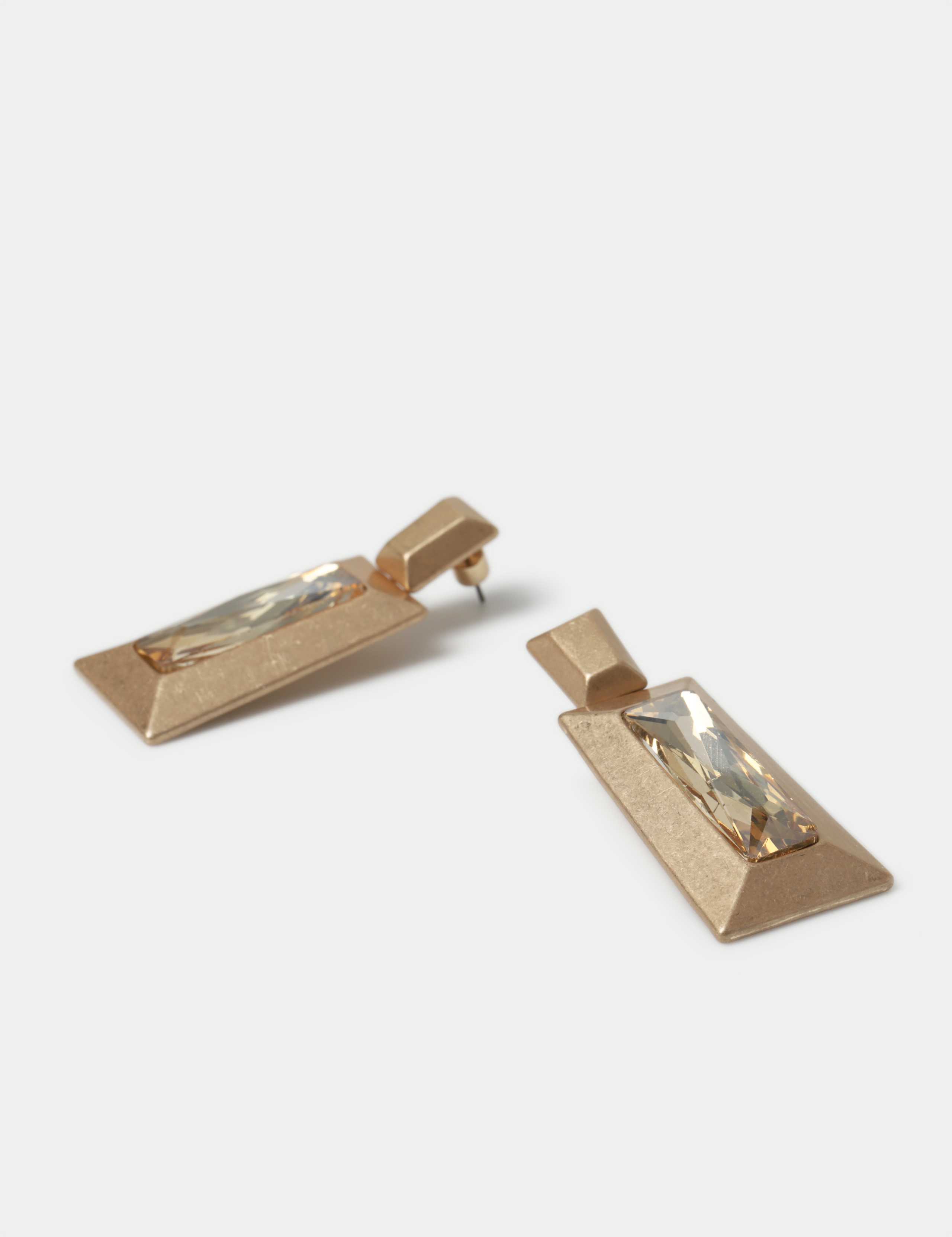 Brushed Embellished Drop Earrings 2 of 2