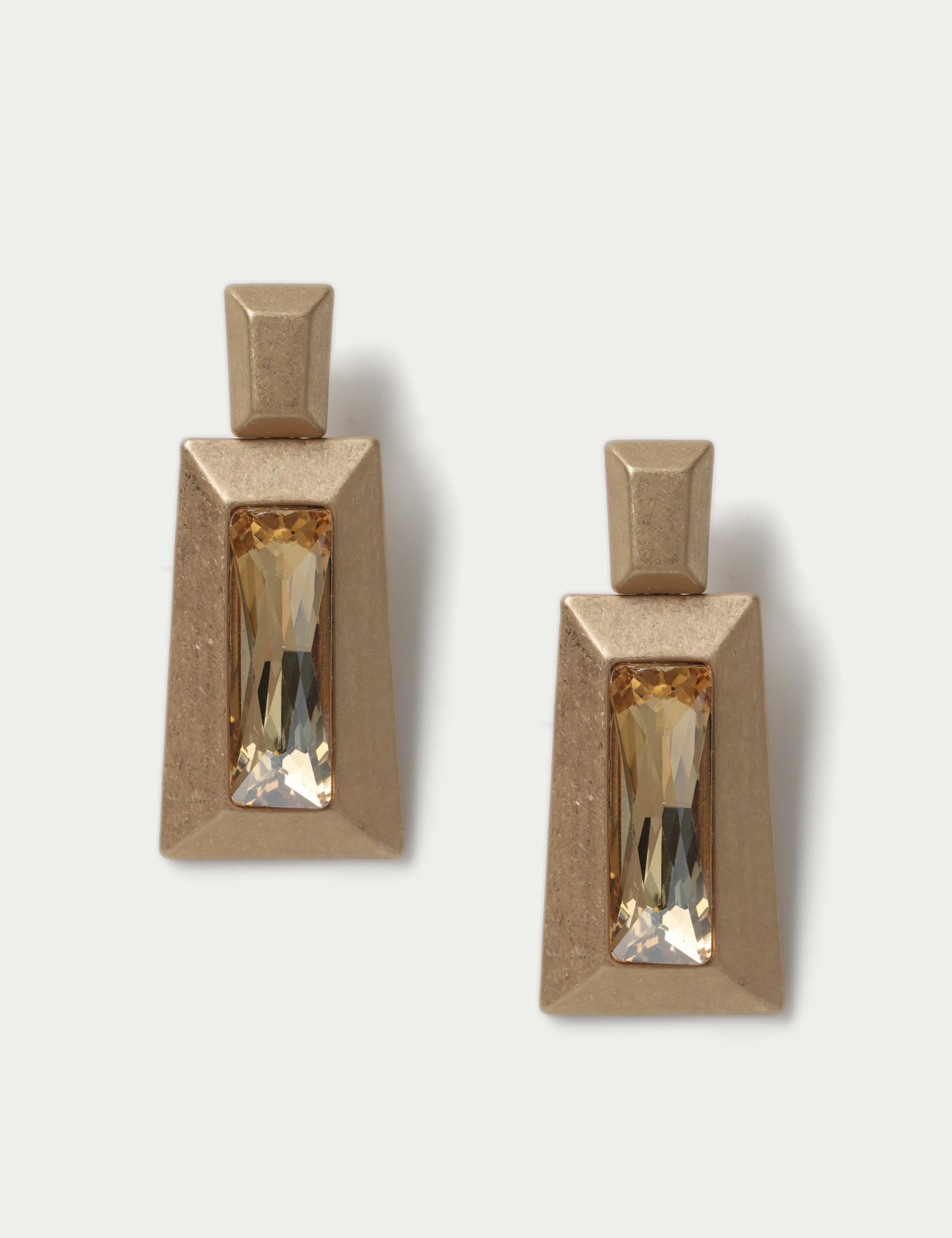 Brushed Embellished Drop Earrings 1 of 2