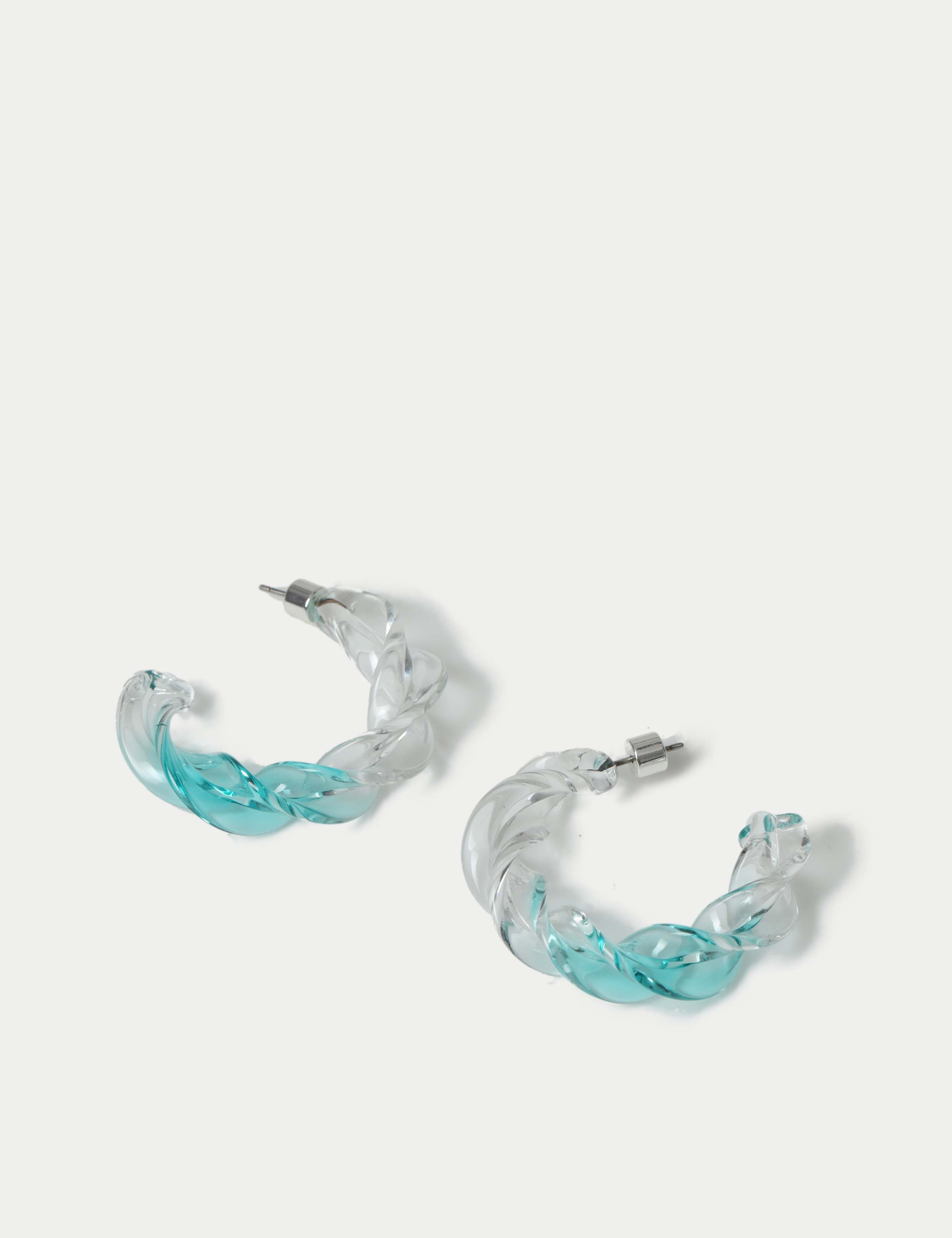 Clear Blue Twist Hoop Earrings 2 of 2