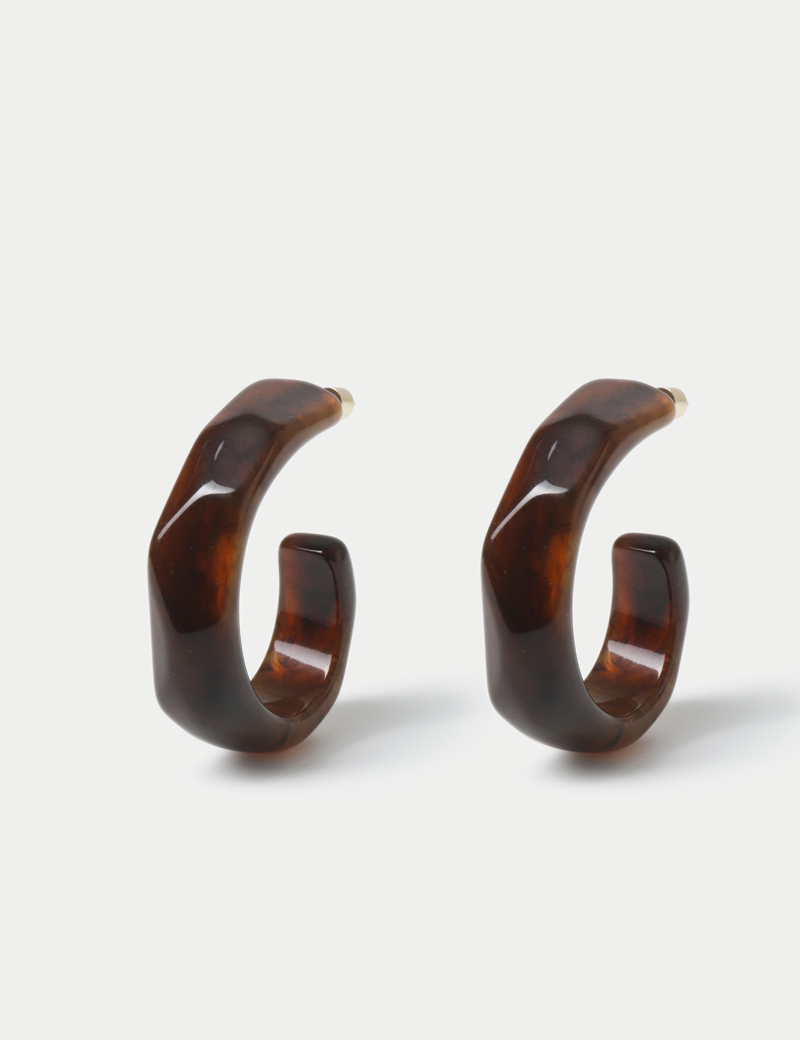 Resin Bamboo Hoop Earrings 2 of 4