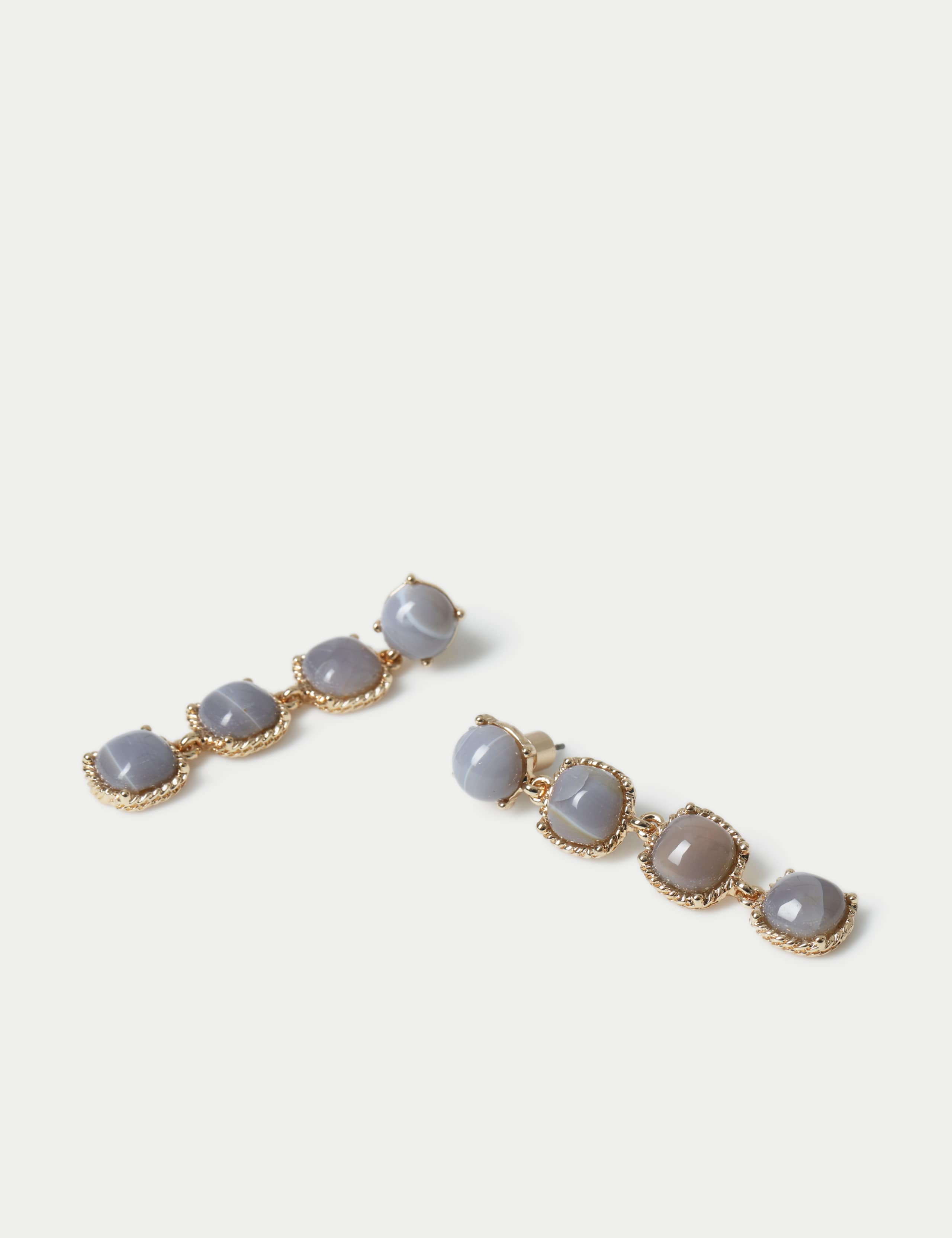 Grey Agate Natural Stone Drop Earrings 2 of 2
