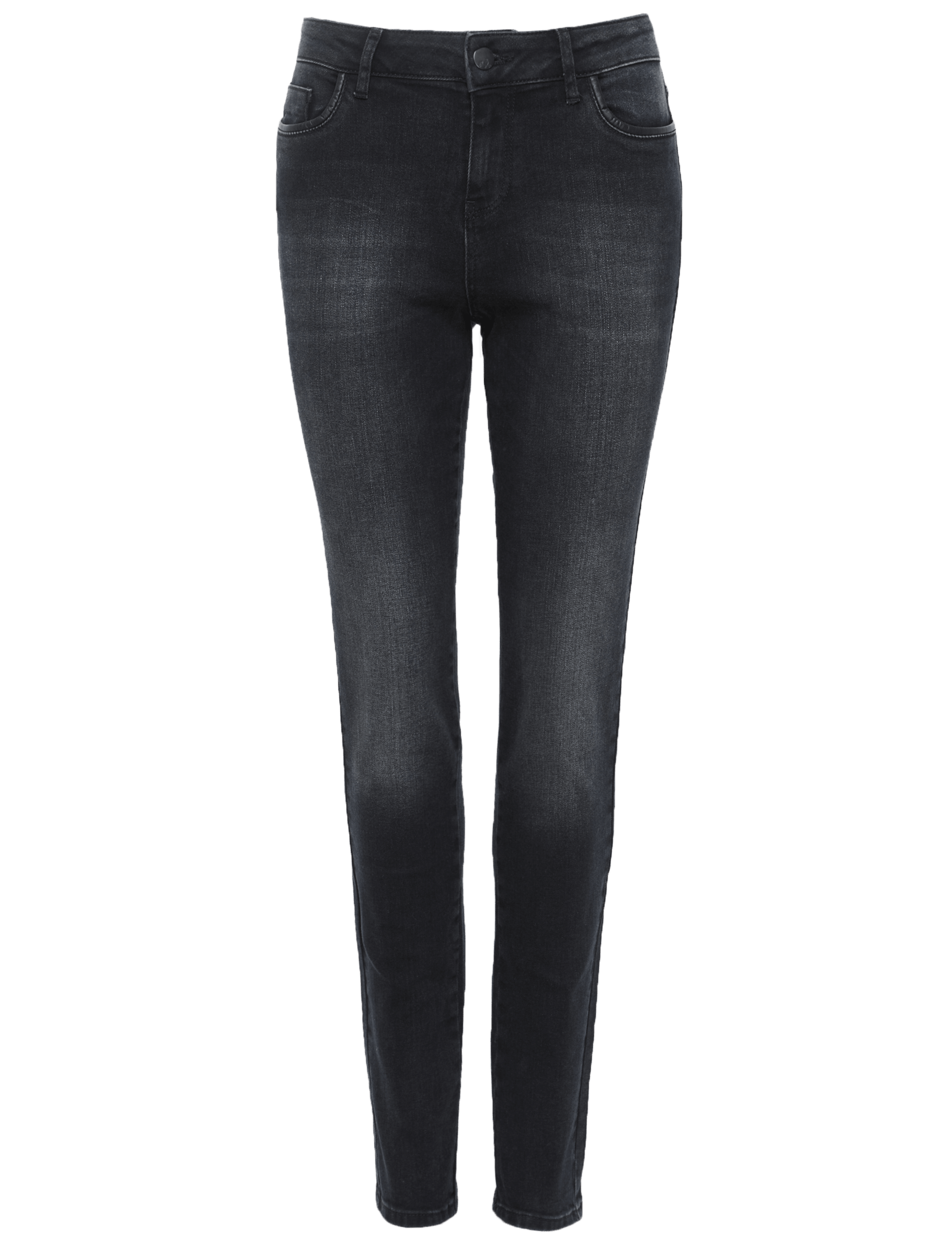 Faux Leather Trim Denim Skinny Jeans 2 of 6