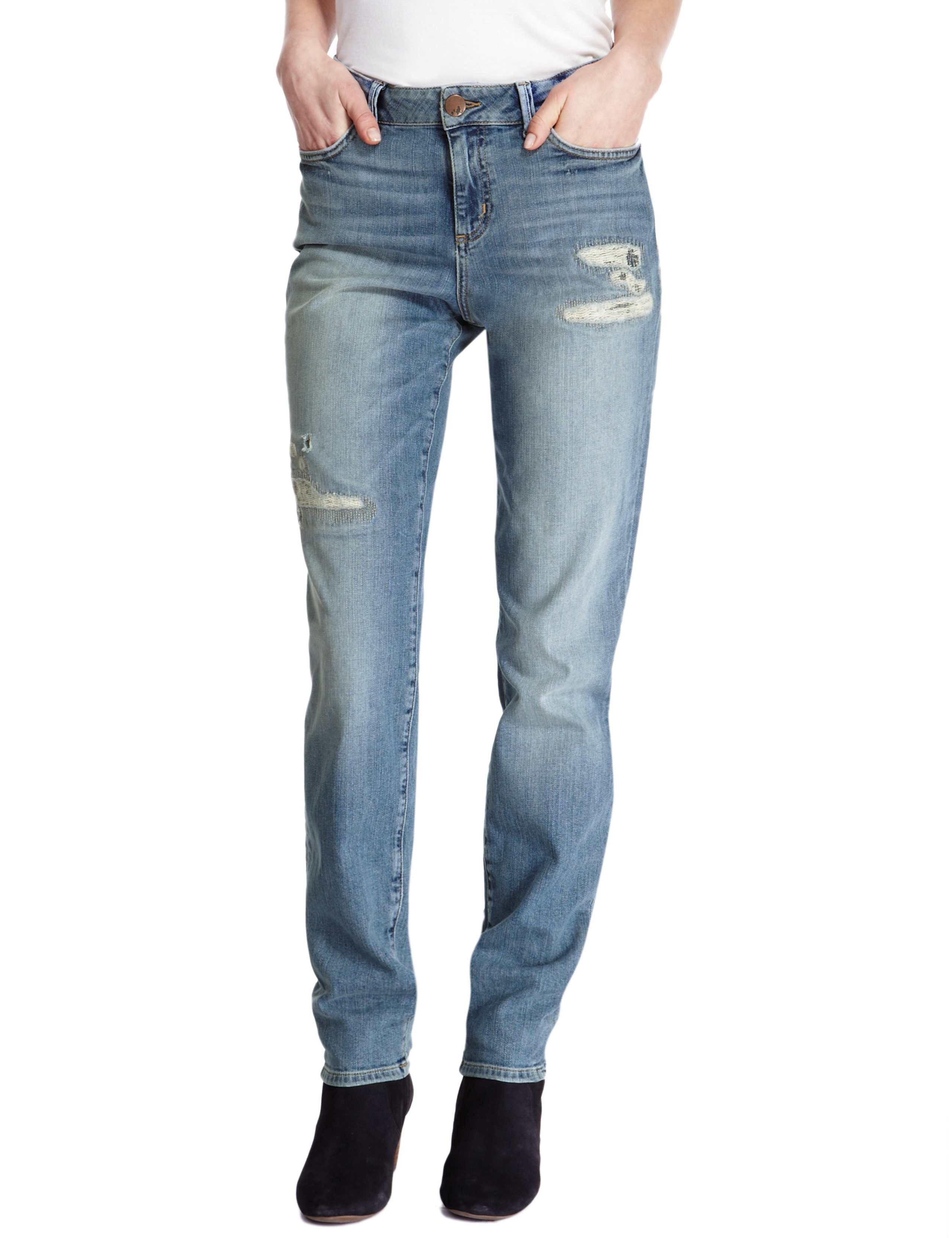 Ripped Slim Leg Boyfriend Jeans 1 of 4