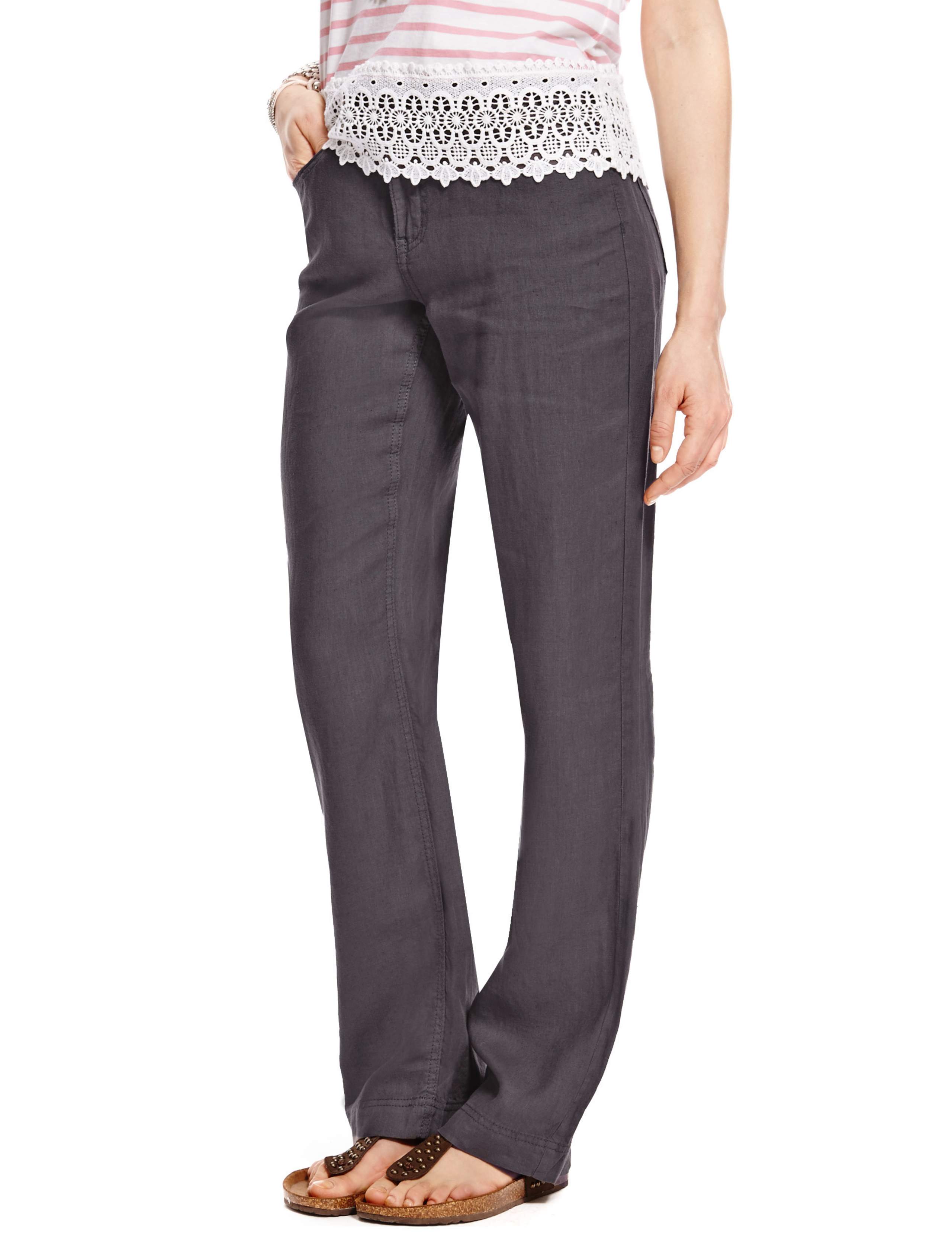Pure Linen Straight Leg Trousers 1 of 4