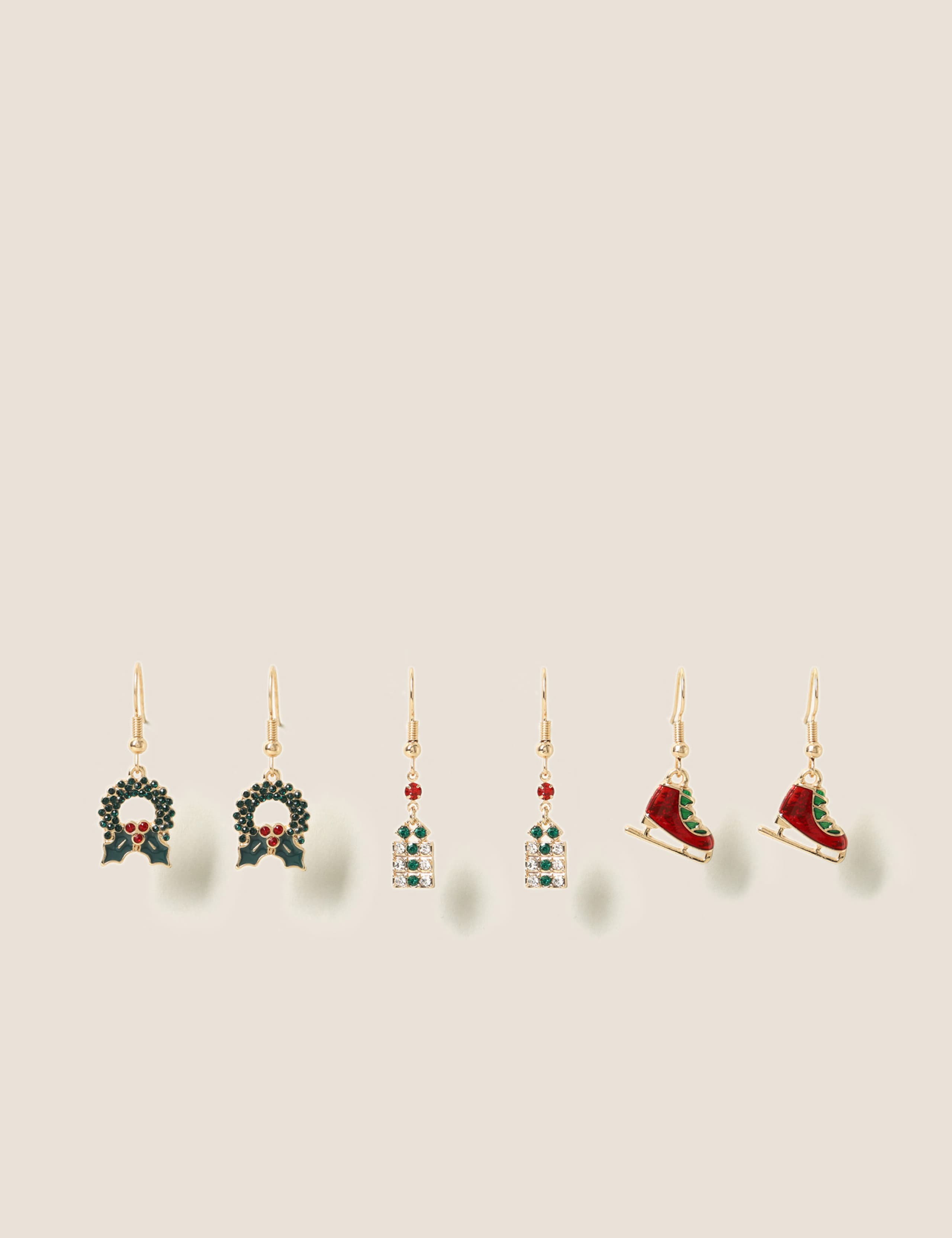 Christmas Ice Skate Earring 3 Pack 1 of 2