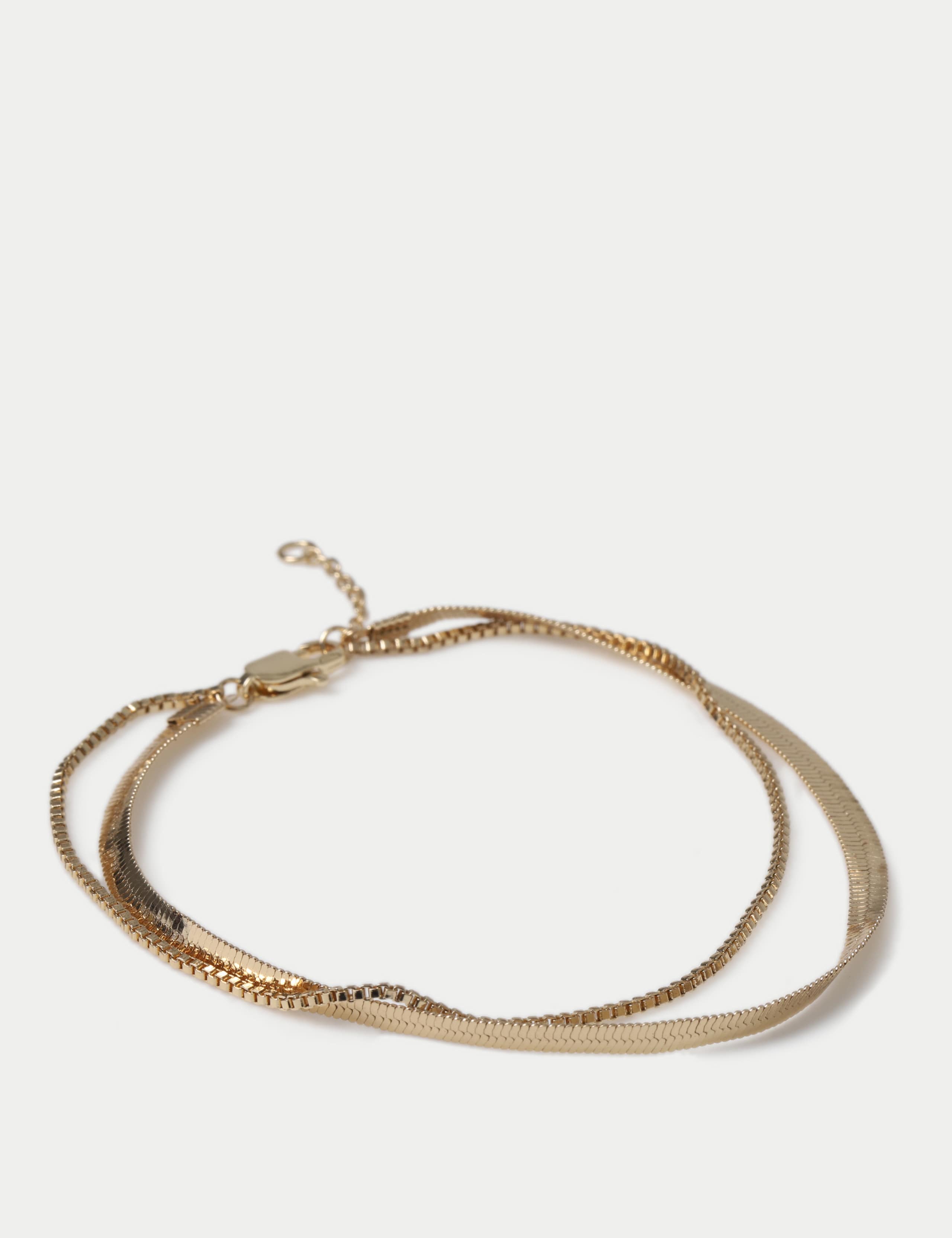 Gold Tone Multi Row Chain Anklets 1 of 2