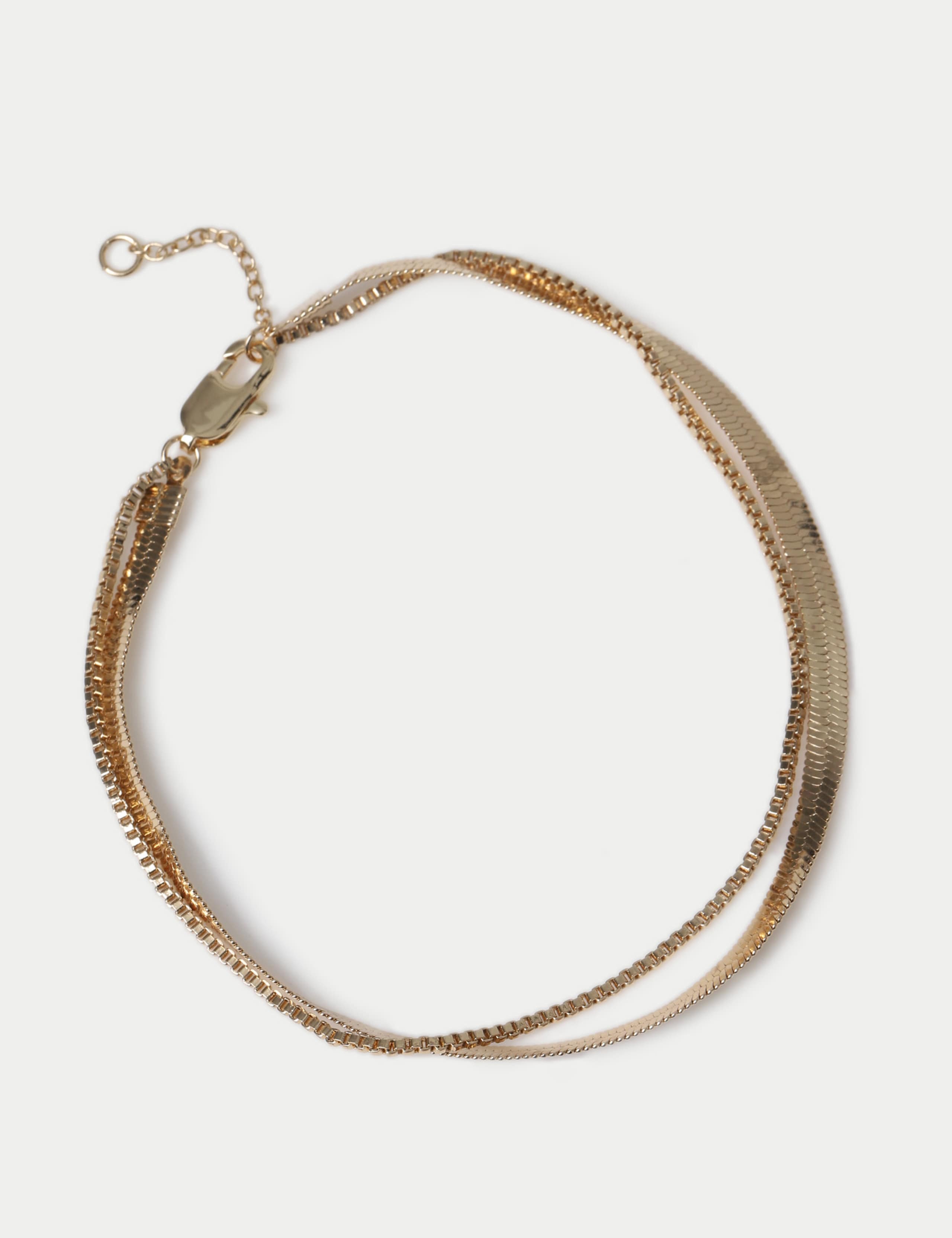 Gold Tone Multi Row Chain Anklets 2 of 2