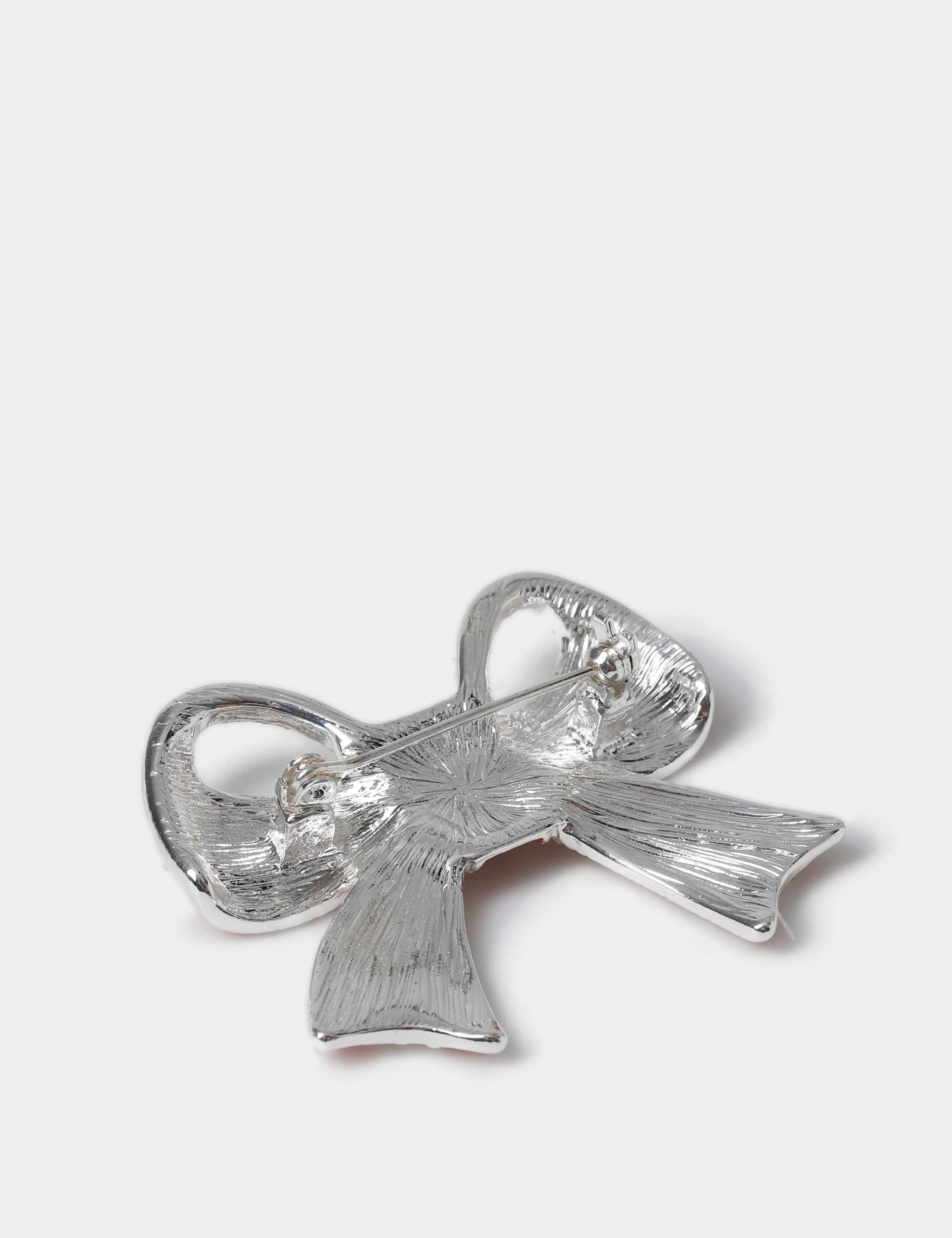 Christmas Red Rhinestone Bow Brooch 3 of 3